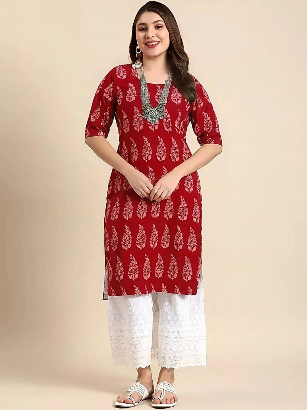 popmantra Women Ethnic Motifs Printed Crepe Kurta - view 1