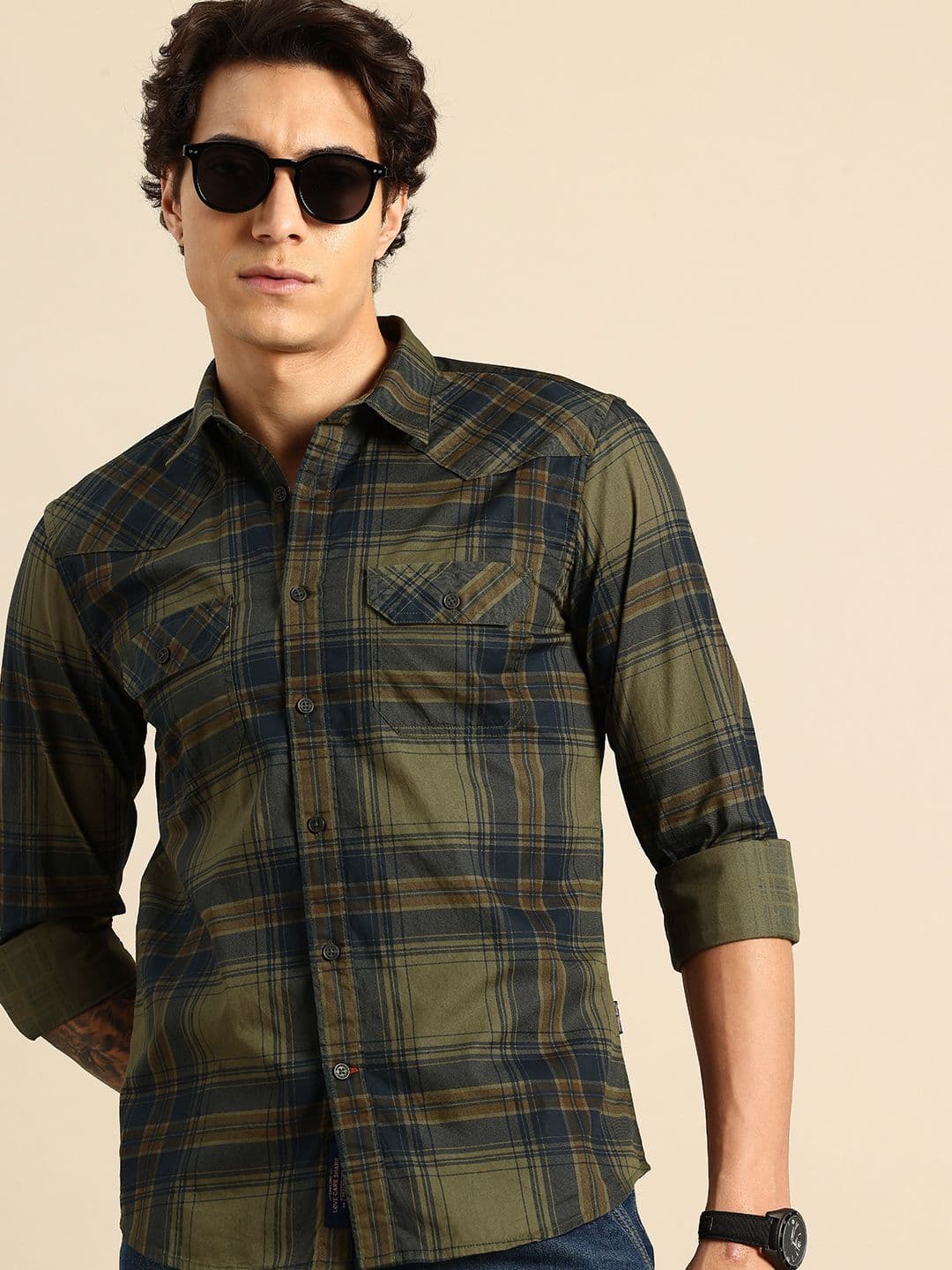 Being Human Checked Pure Cotton Casual Shirt - view 1