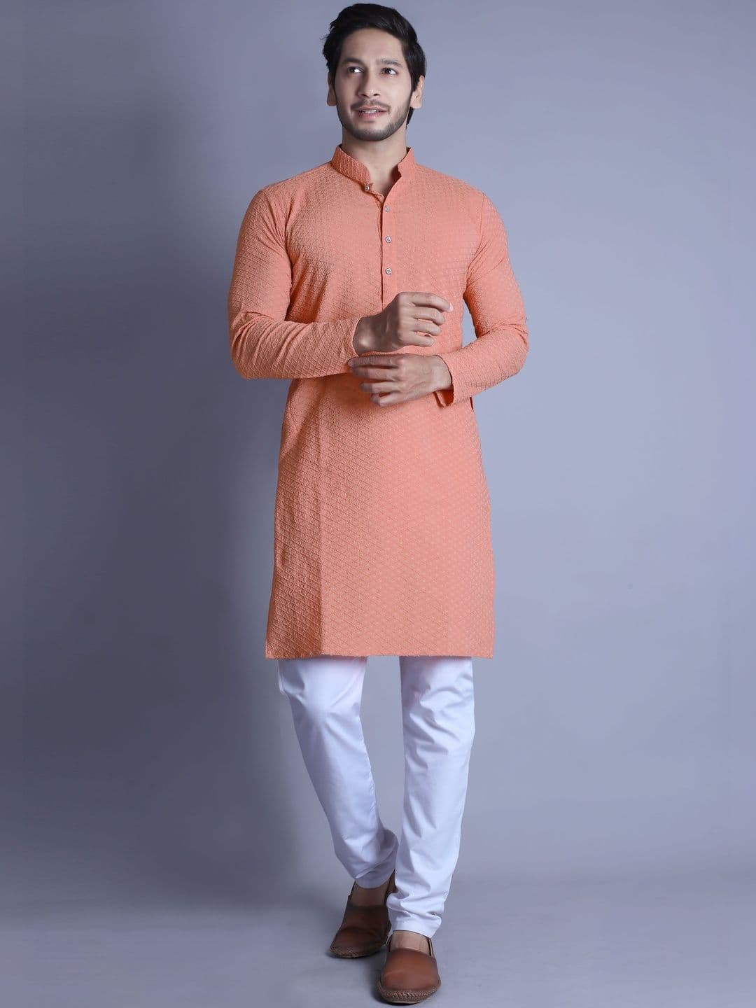 ALMORA Men Thread Work Handloom Kurta - view 1