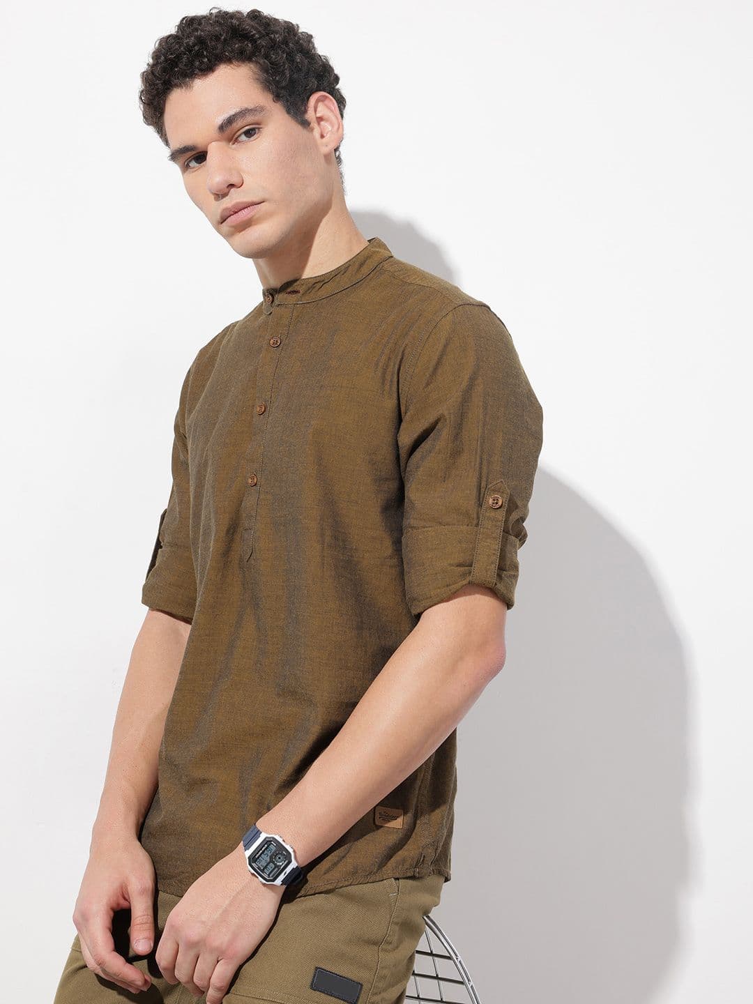 The Roadster Life Co. Band Collar Pure Cotton Casual Shirt - view 1