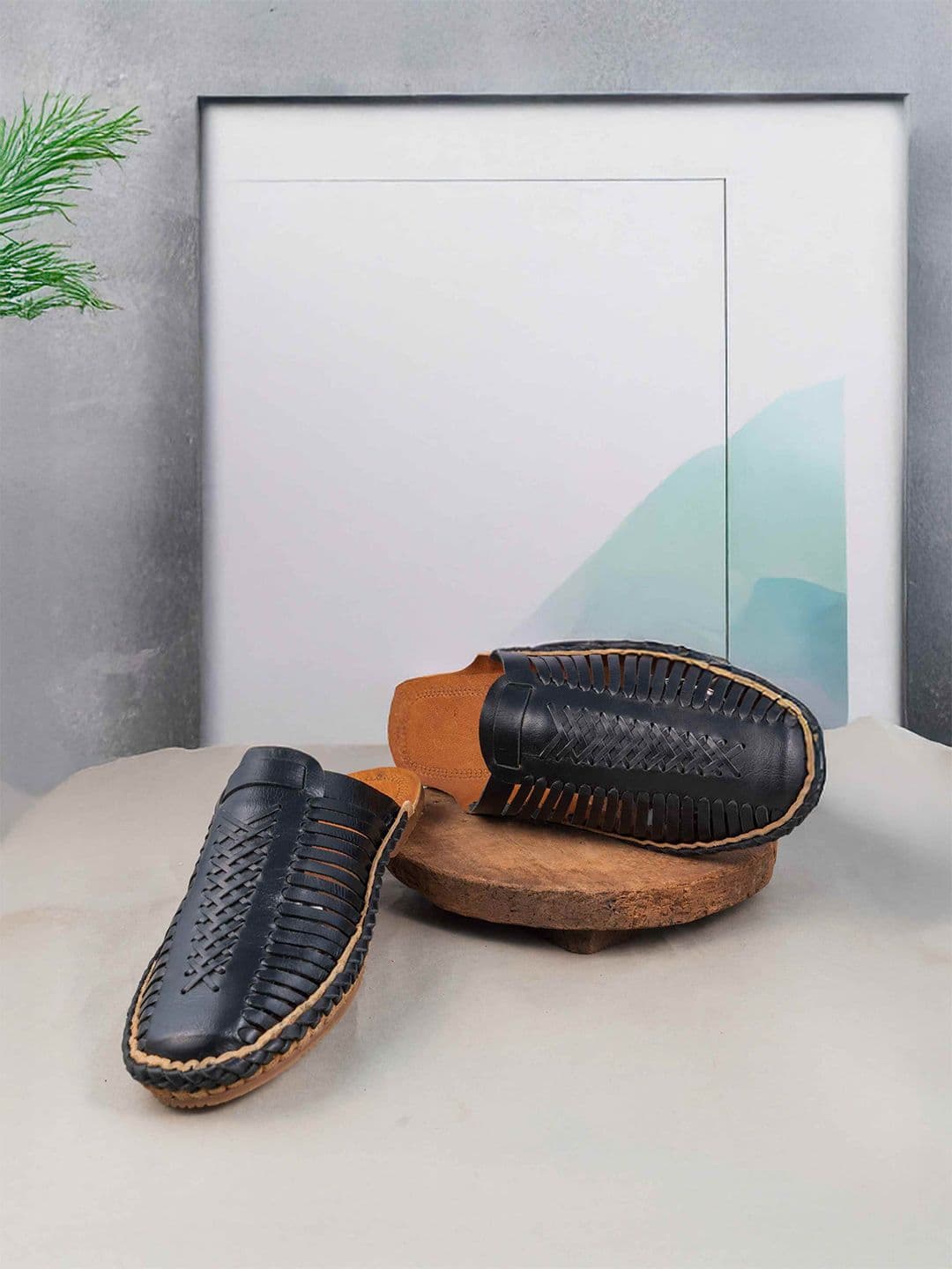 House of Pataudi Men Genuine Leather Roman Slip-On Comfort Sandals - view 1