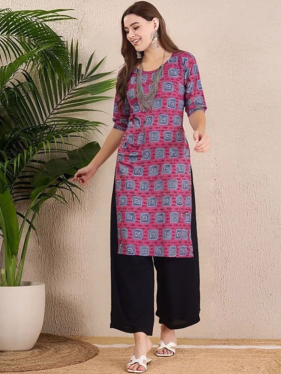popmantra Women Ethnic Motifs Printed Crepe Kurta - view 1