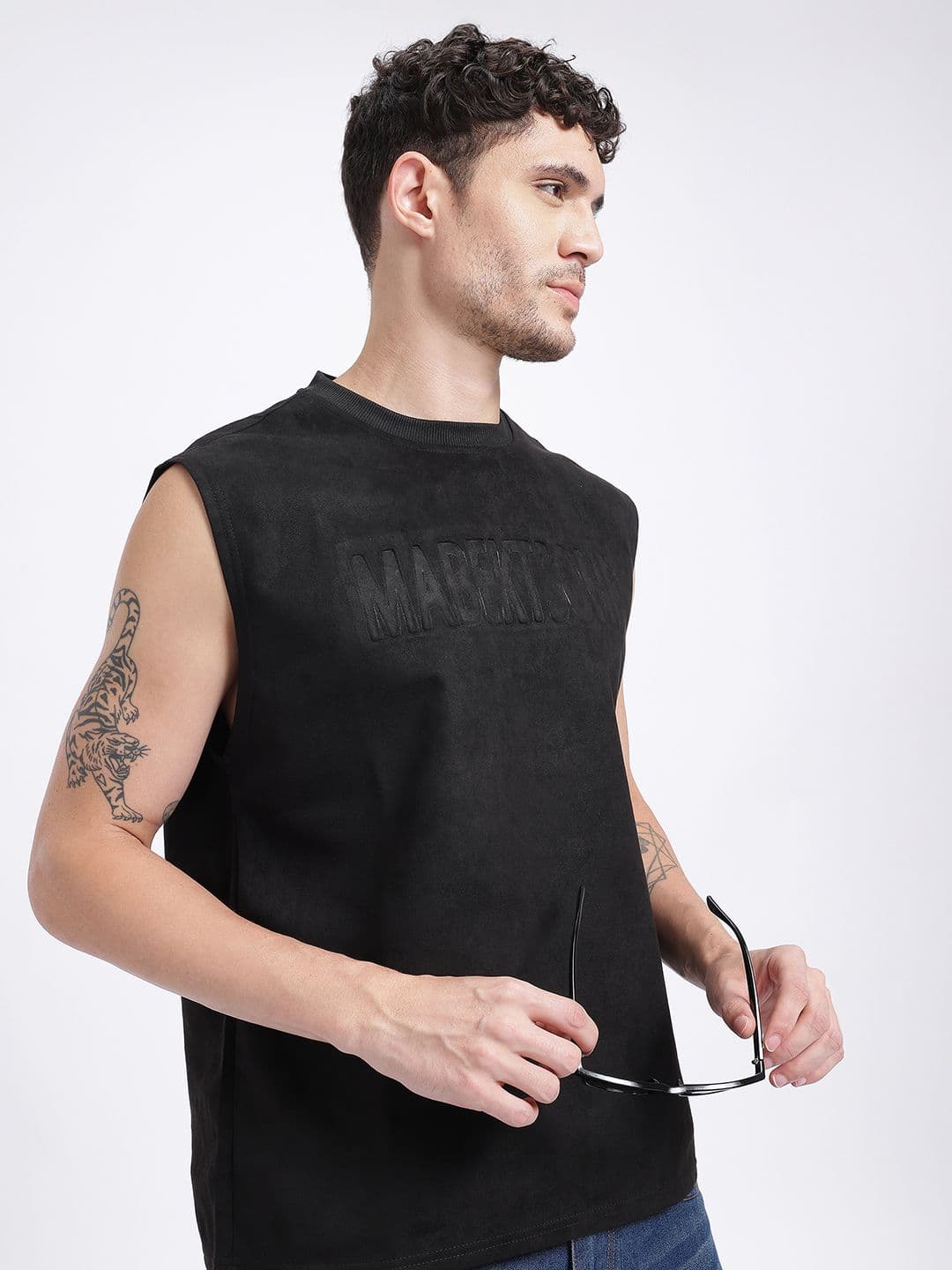 StyleCast x Revolte Typography Design Suede Finish T-shirt - view 1
