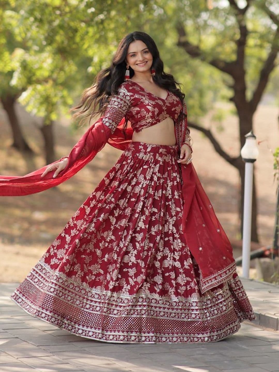 Livewear Embroidered Sequinned Semi-Stitched Lehenga & Blouse With Dupatta - view 1