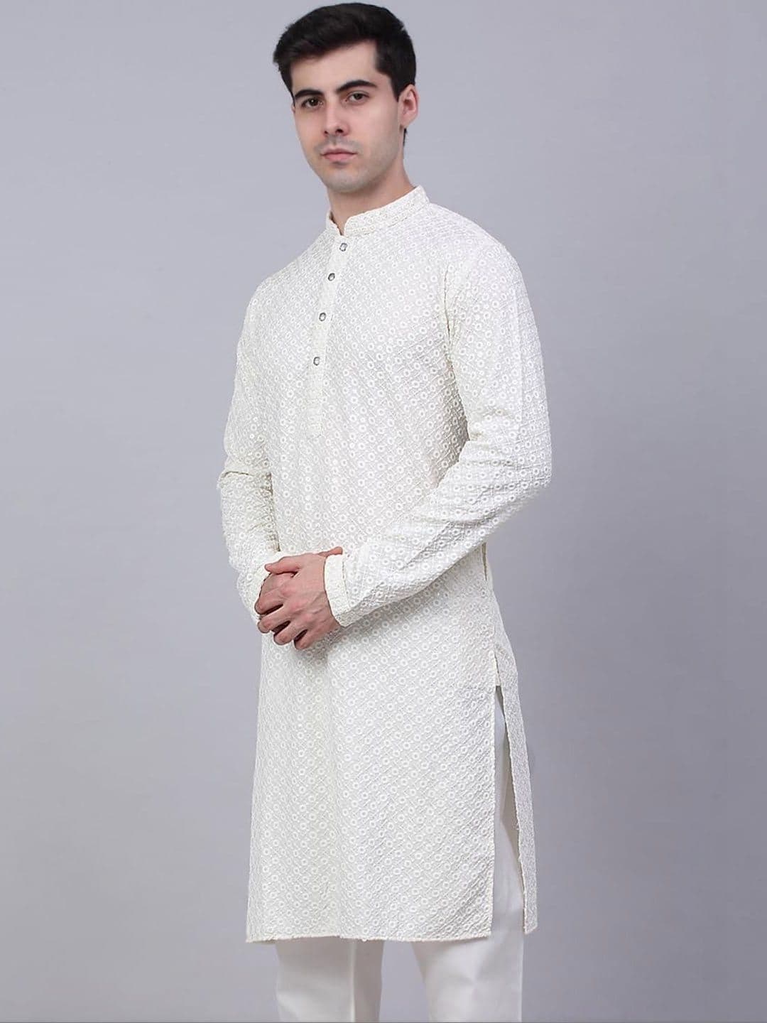 ALMORA Men Embroidered Chikankari Handloom Kurta - view 1