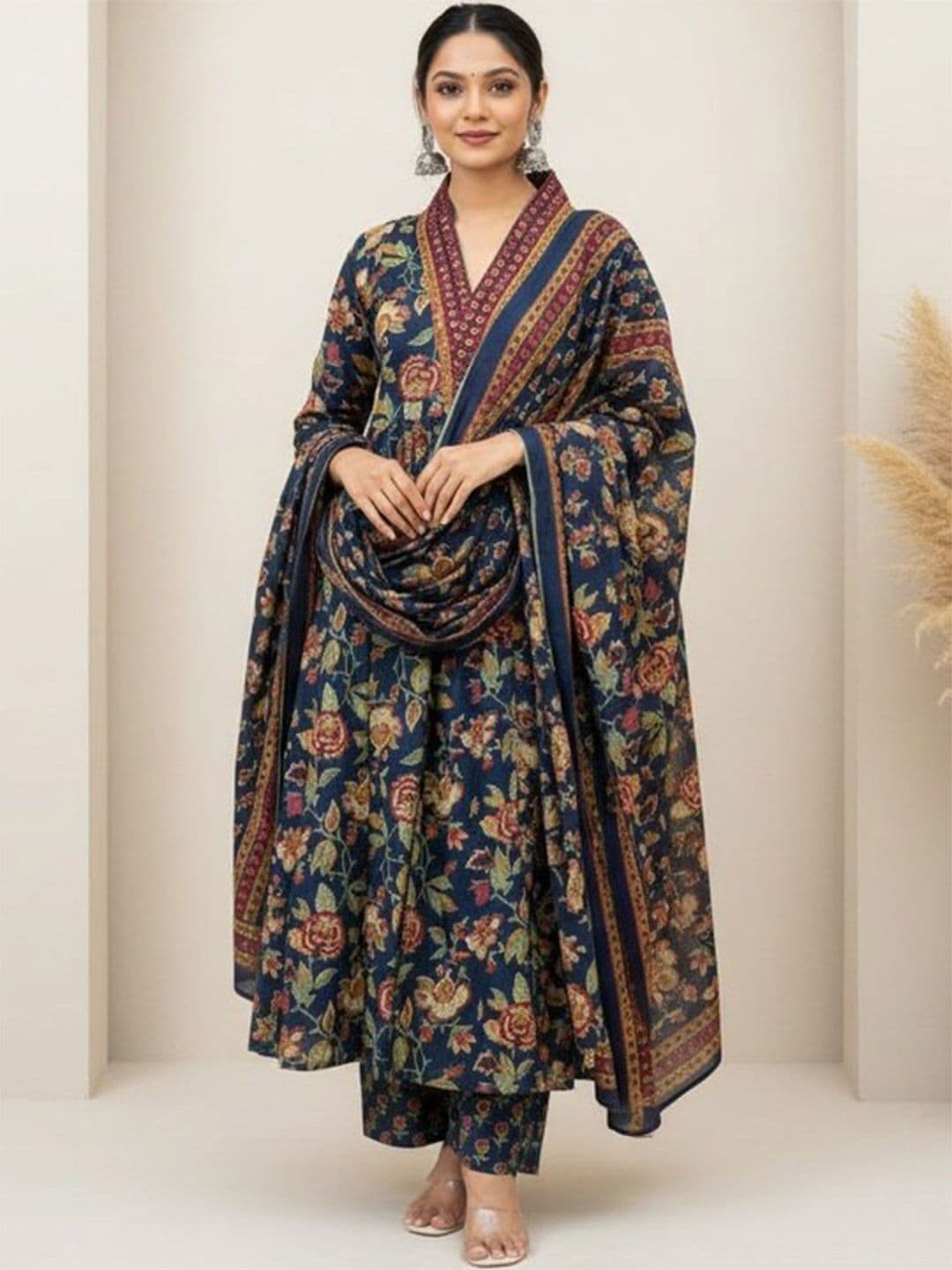 BLACK PATTI Women Floral Printed Panelled Kurta with Trousers & With Dupatta - view 1