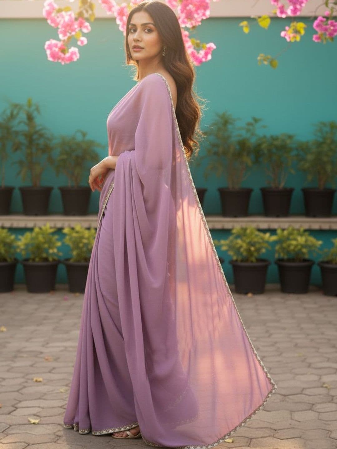 LOROFY Satin Designer Saree - view 1