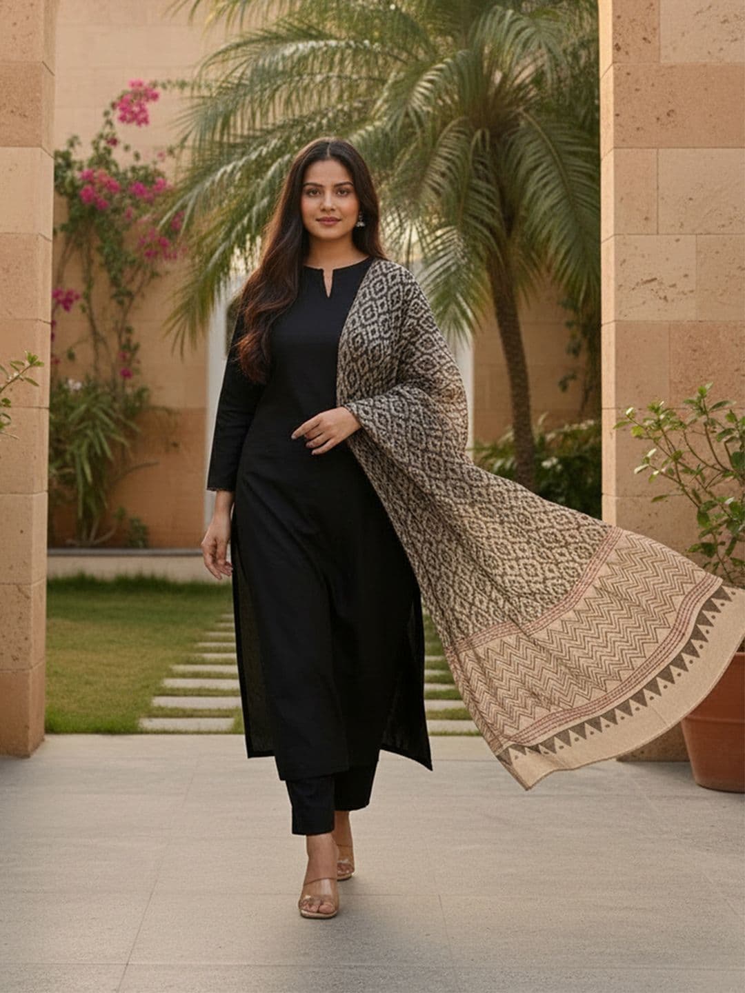 Aaghnya Women V-Neck Regular Anarkali Kurta with Palazzos & With Dupatta - view 1