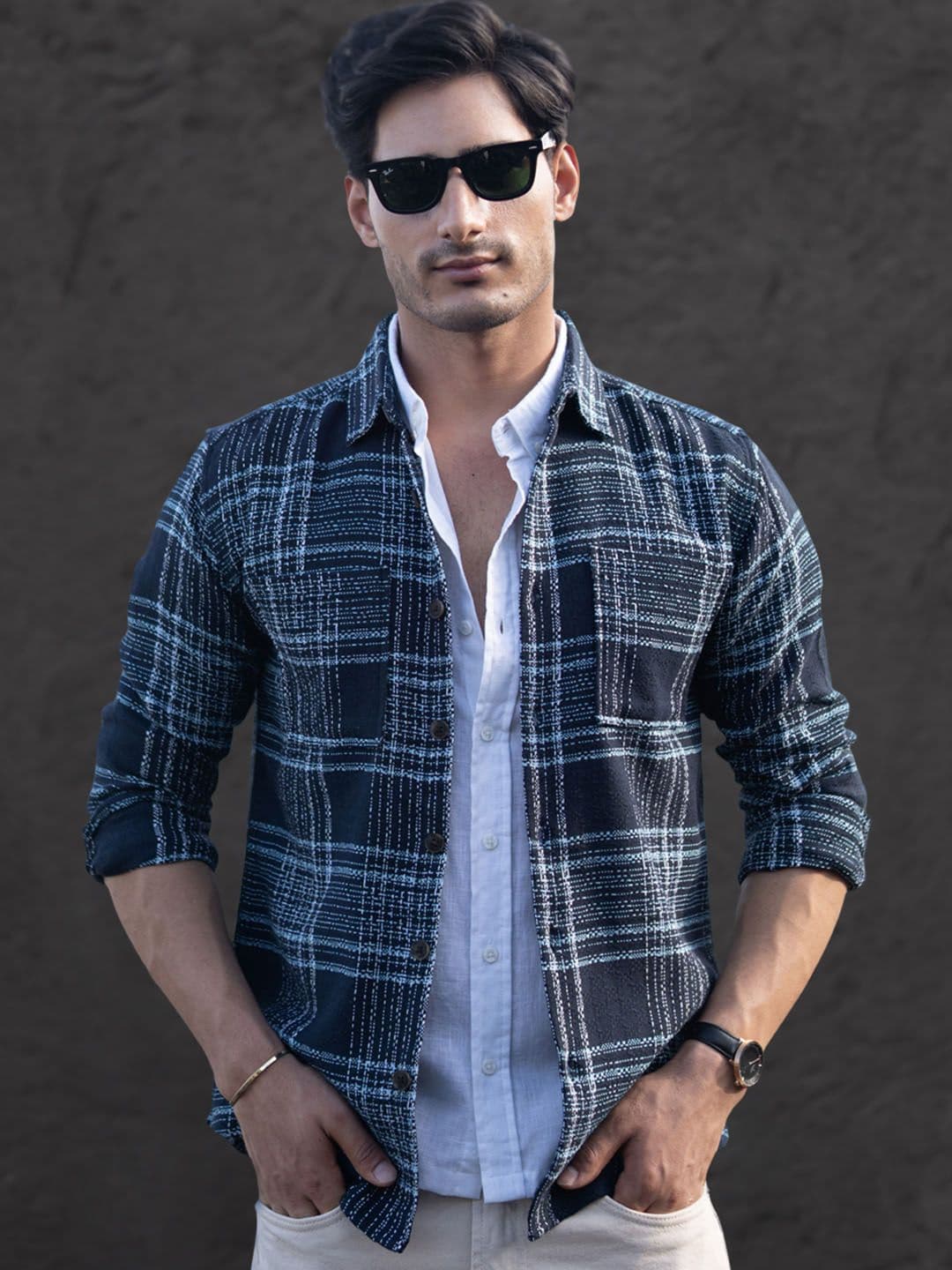 Powerlook Structured Checks Checked Cotton Long Sleeves Shirt - view 1
