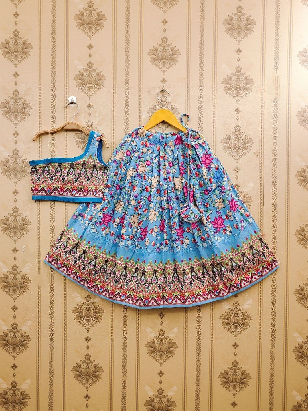 Sangria Kids Girls Printed One Shoulder Flared Lehenga Choli - view 1