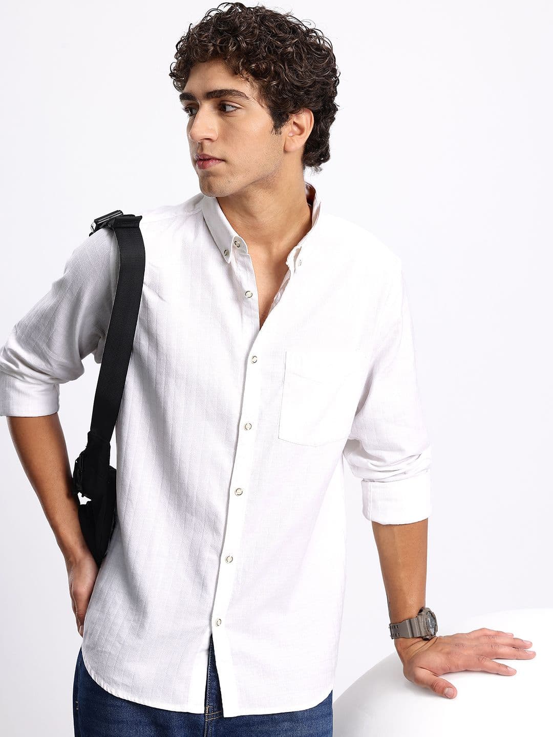 Aeropostale Pure Cotton Self Design Checked Casual Shirt - view 1