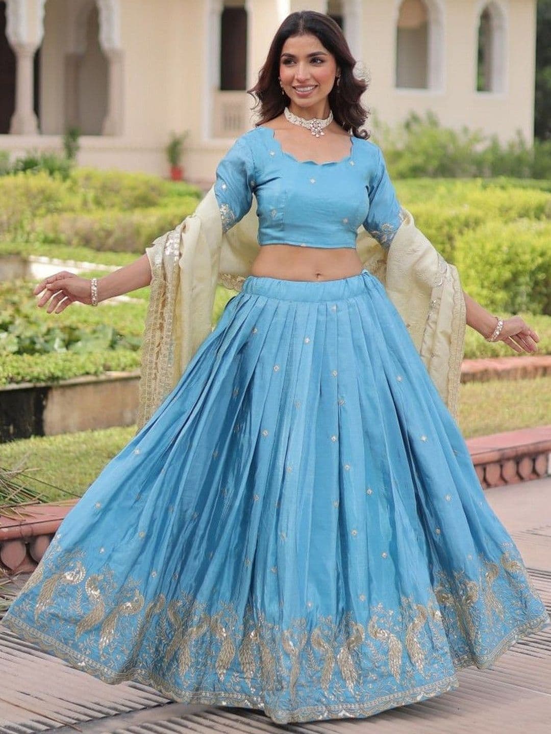 Livewear Ready to Wear Lehenga & Unstitched Blouse With Dupatta - view 1