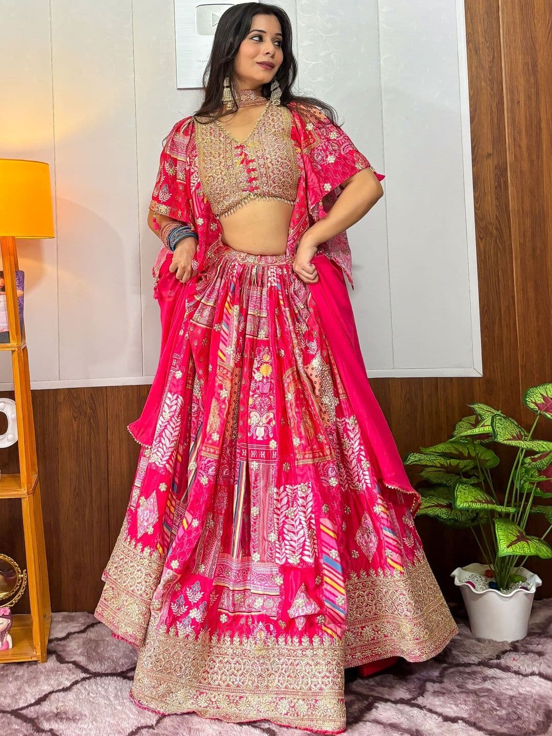 ETHNIC PLUS Embroidered Zari Printed Silk Lehenga Choli With Dupatta - view 1