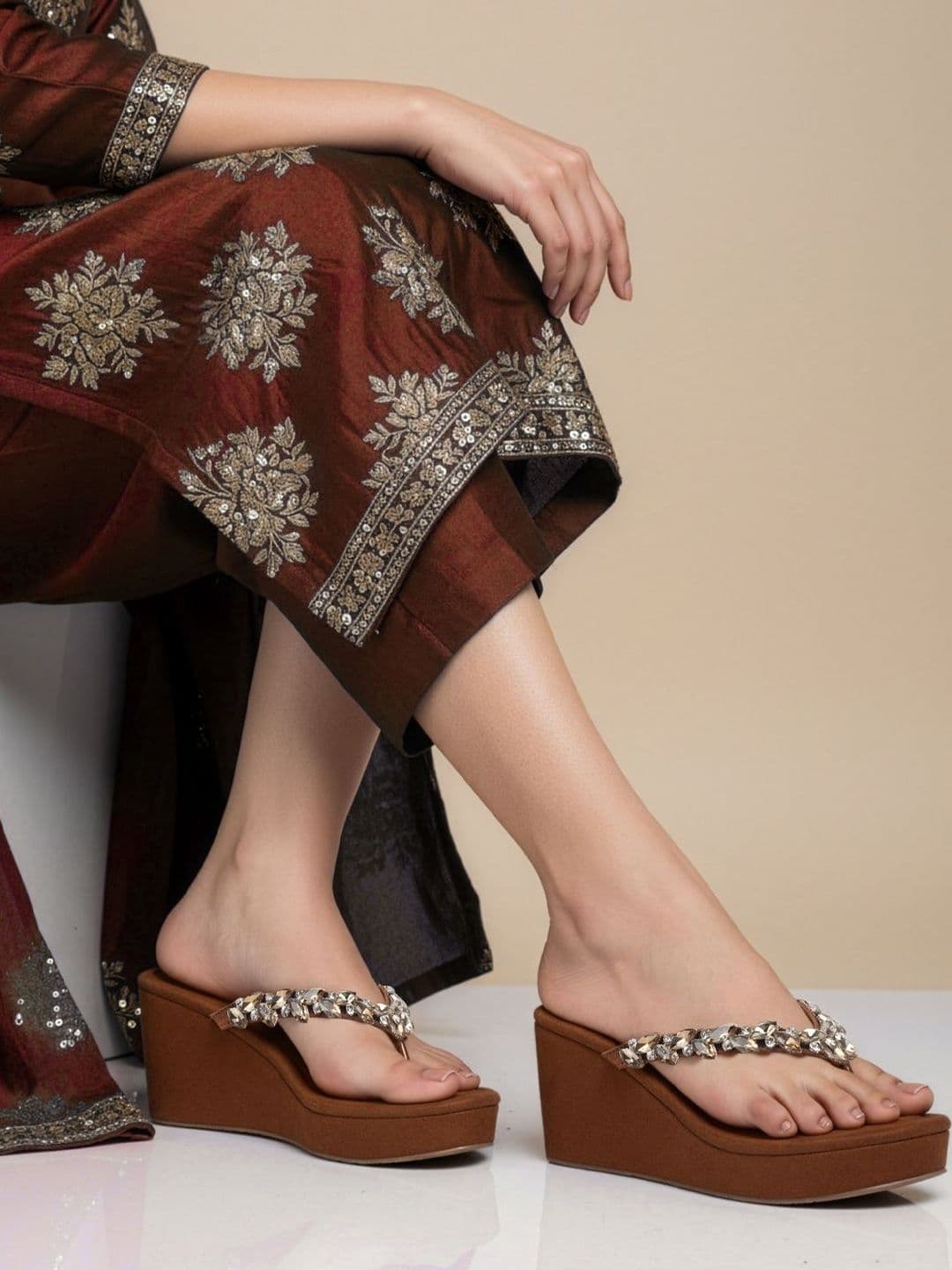 TRYME Suede Party Wedge Sandals - view 1