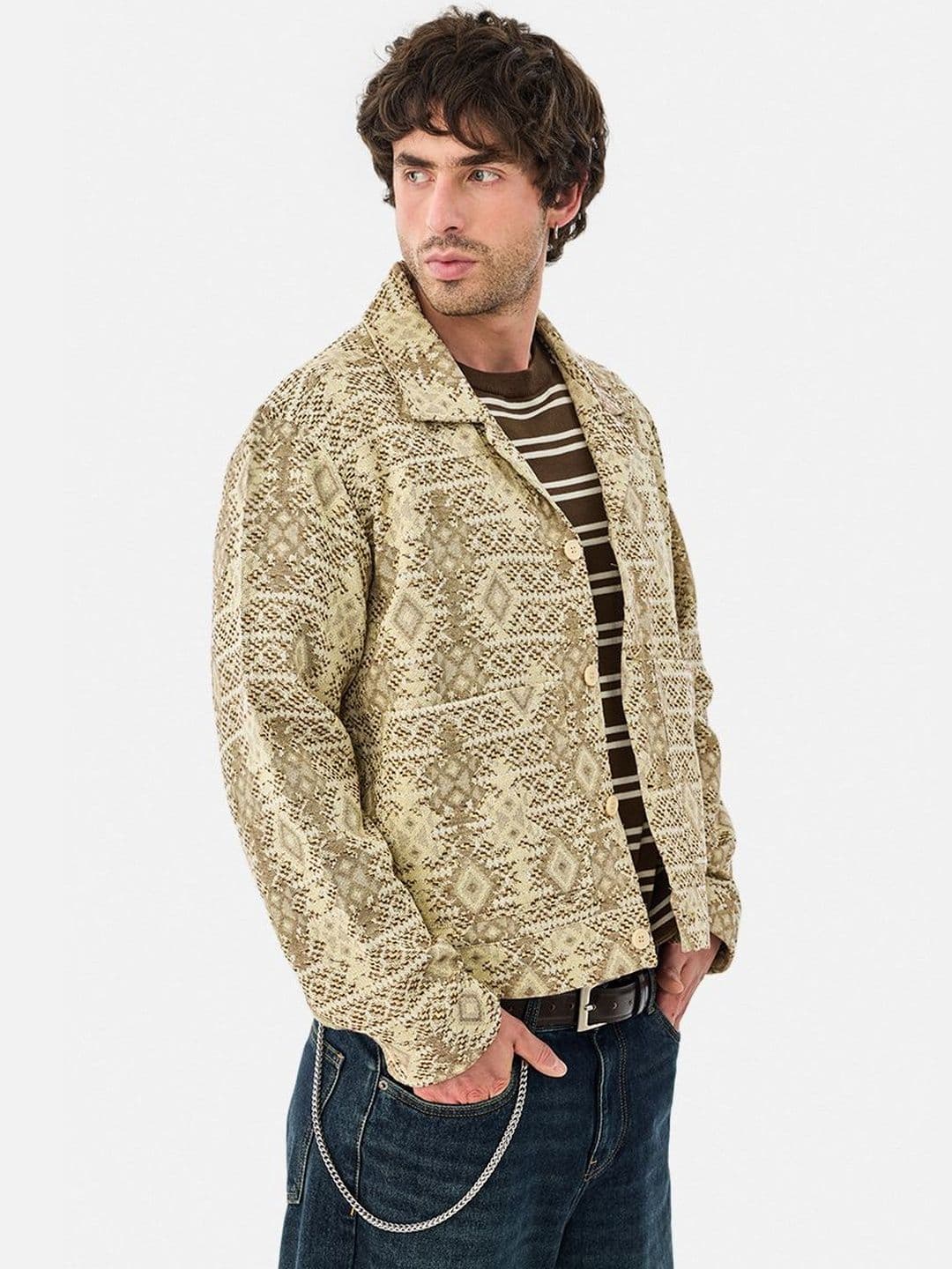 Snitch Brown Geometric Jacket - view 1