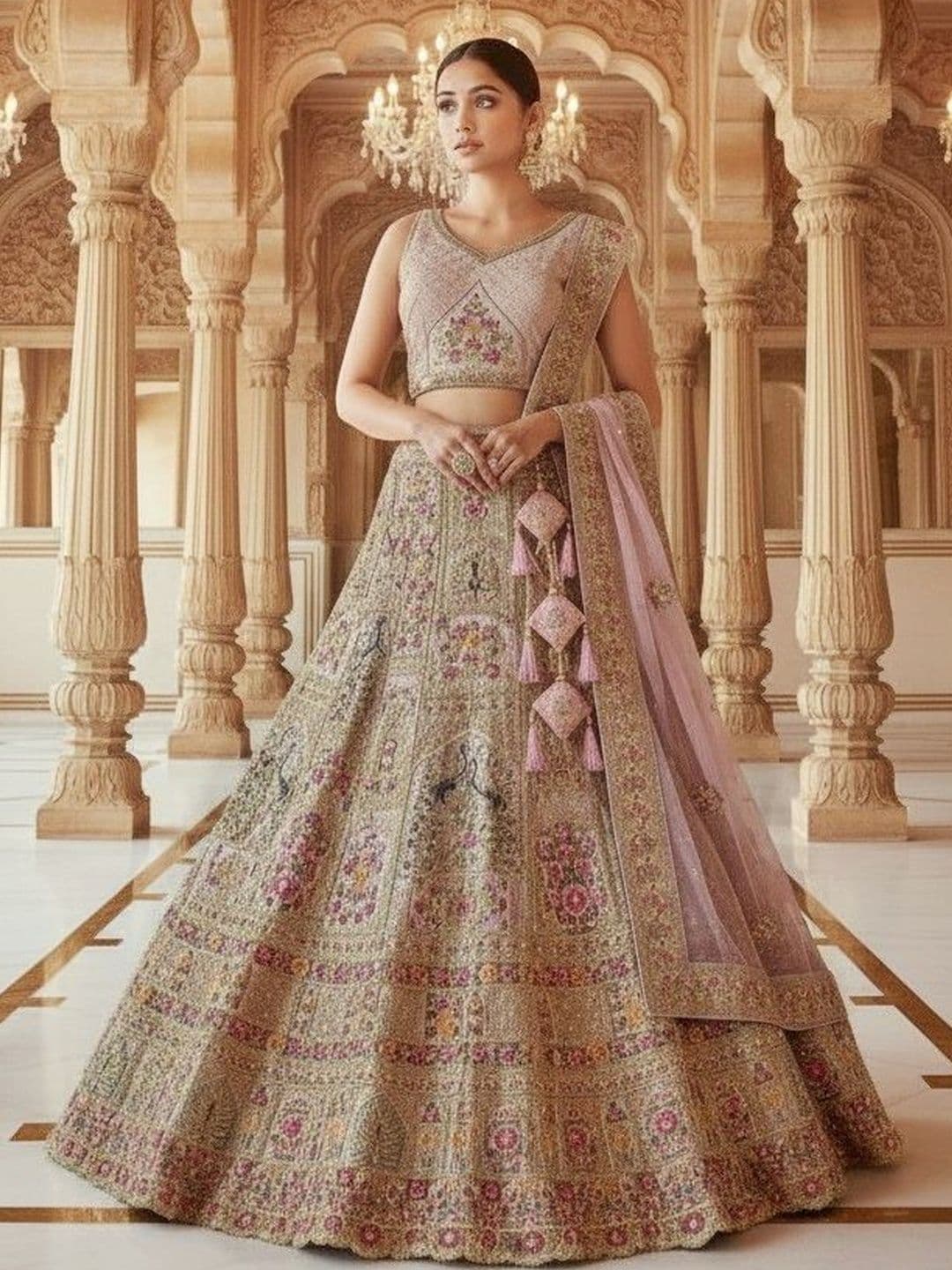 JIYANA WOMENS CHOICE Embellished Sequinned Semi-Stitched Lehenga & Unstitched Blouse With Dupatta - view 1