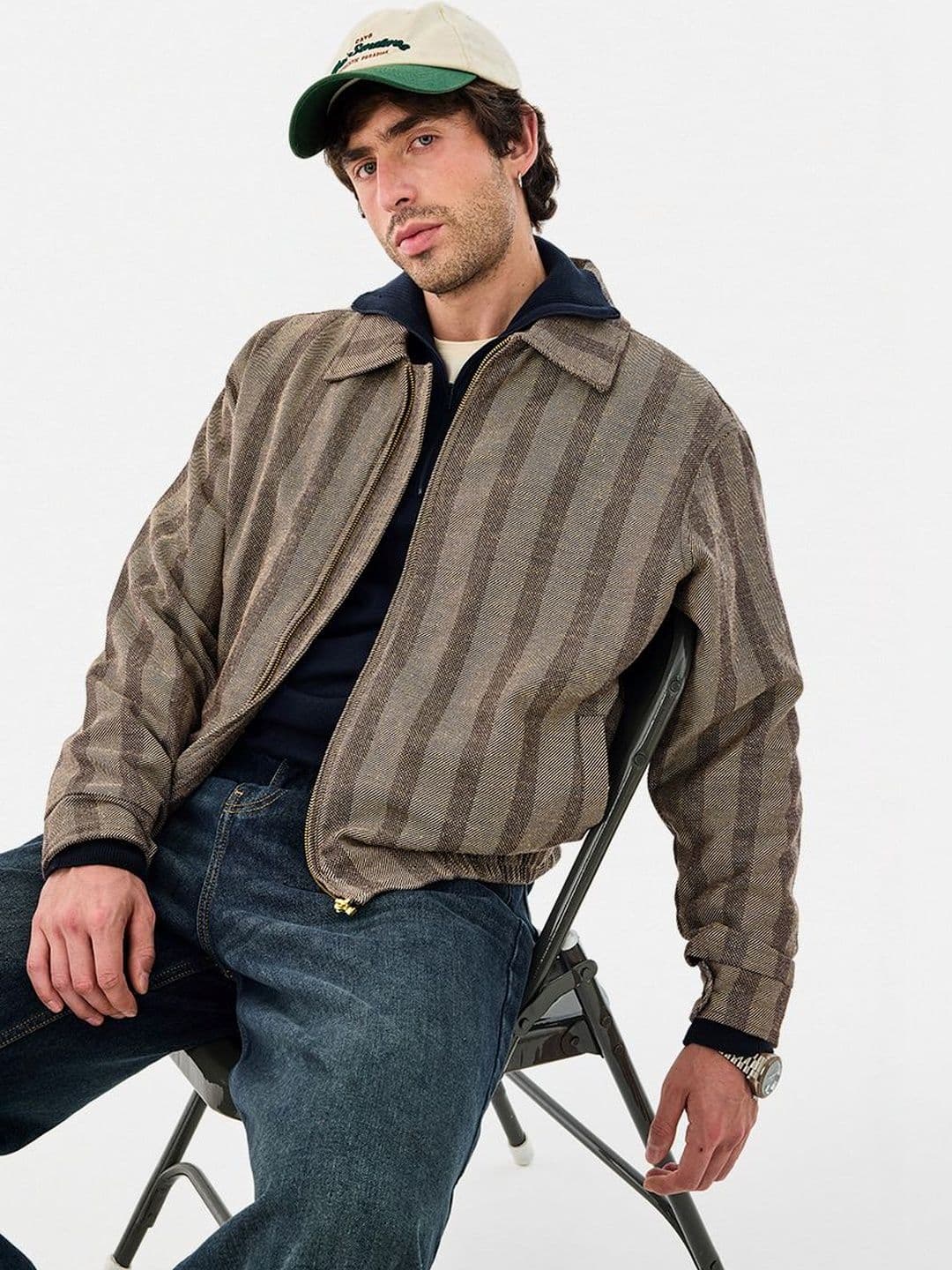 Snitch Brown Stripes Jacket - view 1
