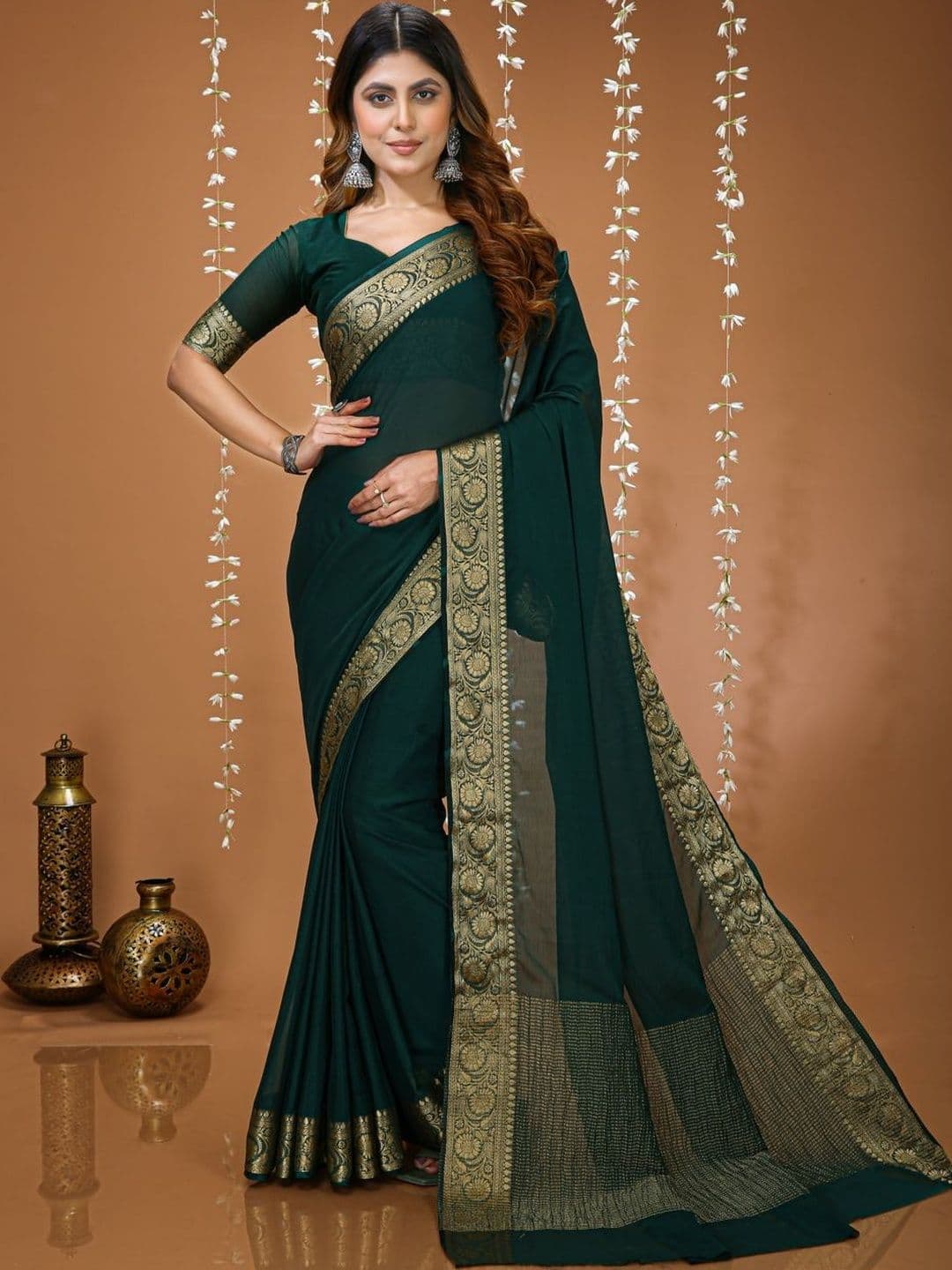 HERE&NOW Women Chinon Banarasi Saree - view 1