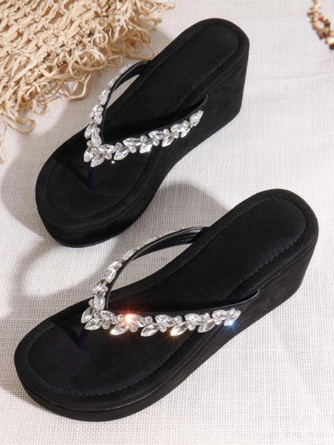 Try Me Embellished Suede Party Wedge Sandals - view 1