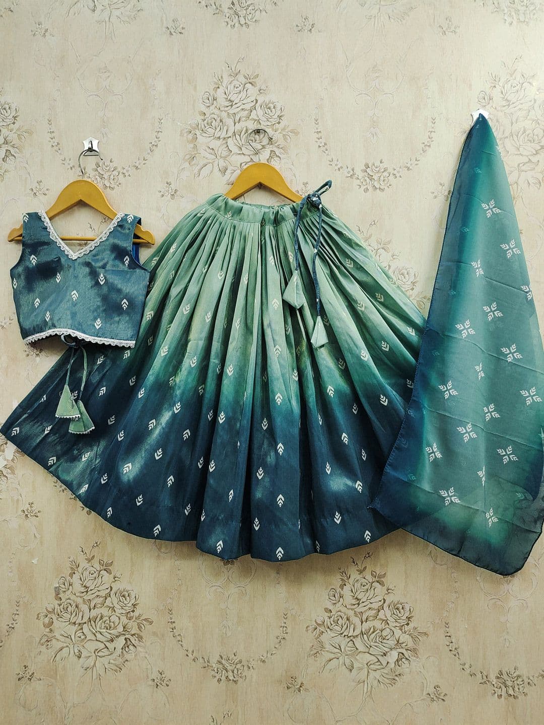 Helene Girls Stylish Ombre Printed Readymade Lehenga Choli with Dupatta Set - view 1