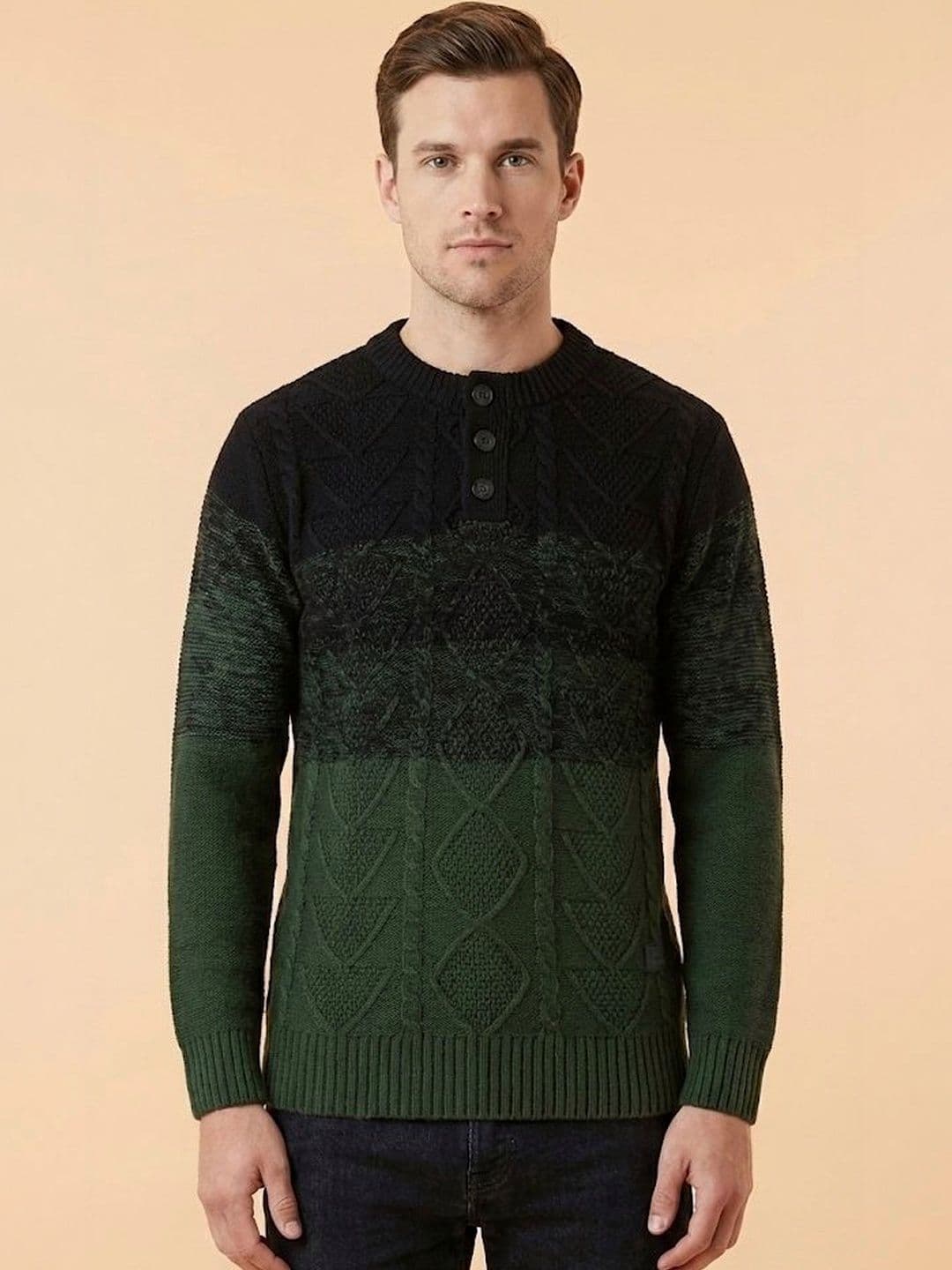 The Roadster Lifestyle Co Self Design Round Neck Pullover Sweater - view 1