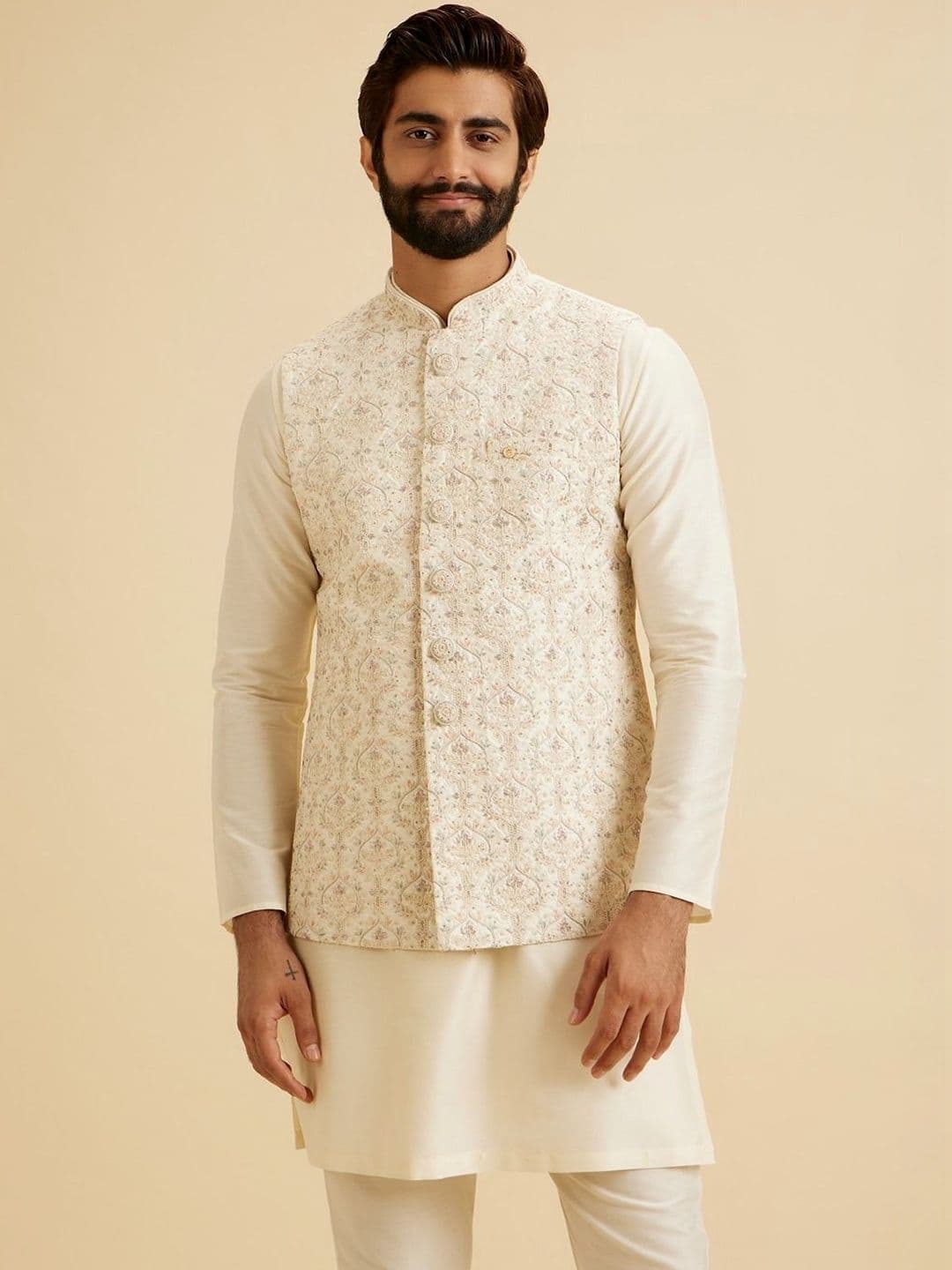 Manyavar Embroidered Mandarin Collar Nehru Jackets - view 1