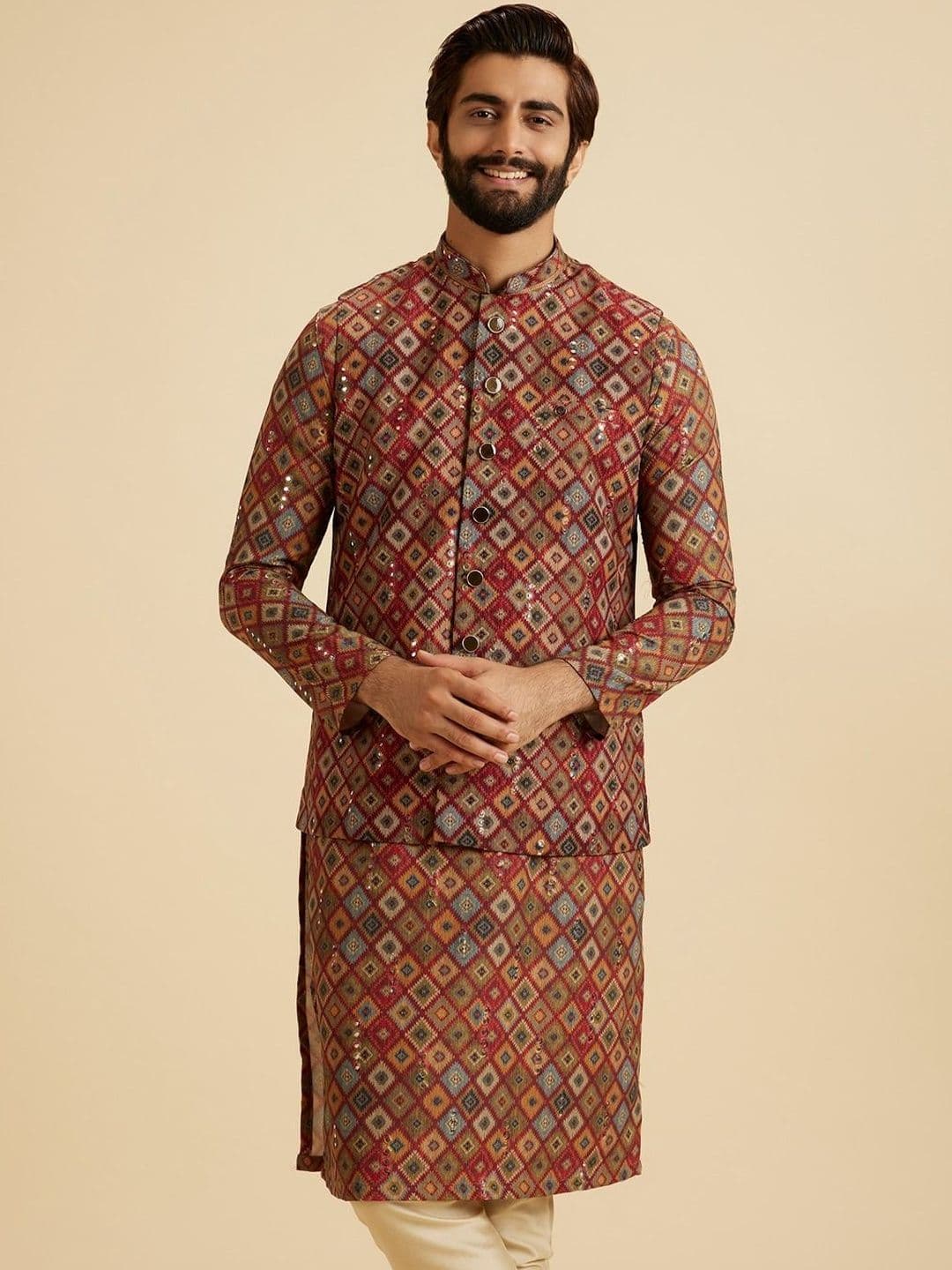 Manyavar Printed Nehru Jackets - view 1