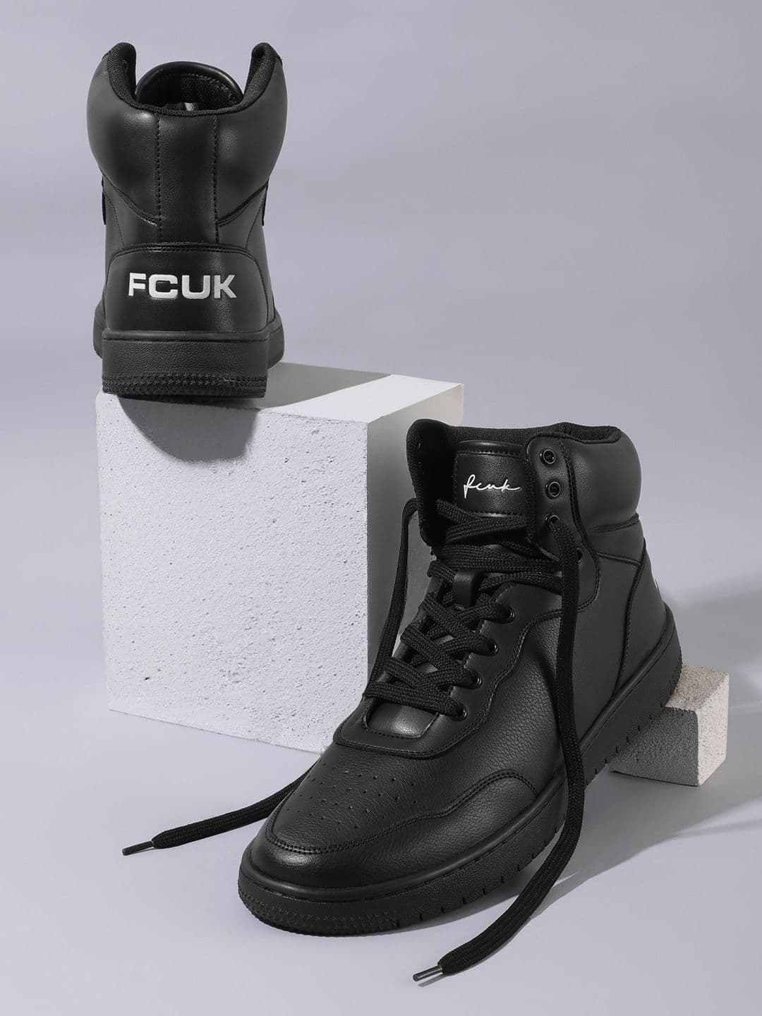 FCUK Men Mid-Top Perforated Detail Sneakers - view 1