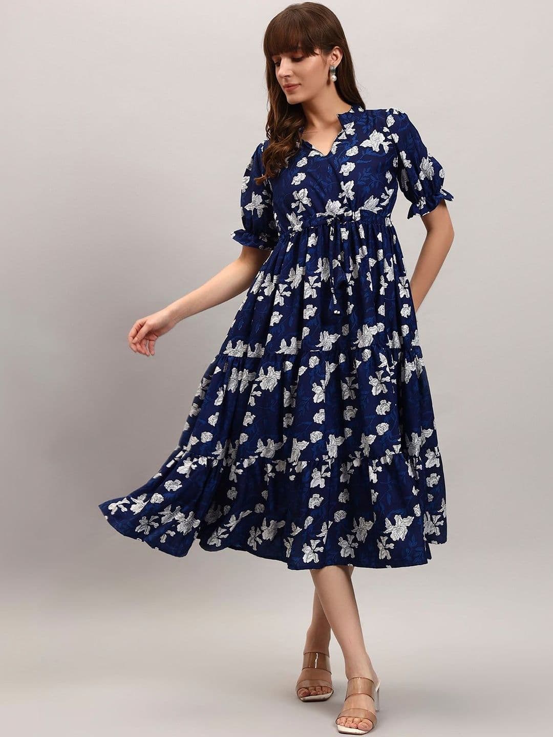 Raiyani Enterprise Women Printed Crepe Anarkali Kurta - view 1