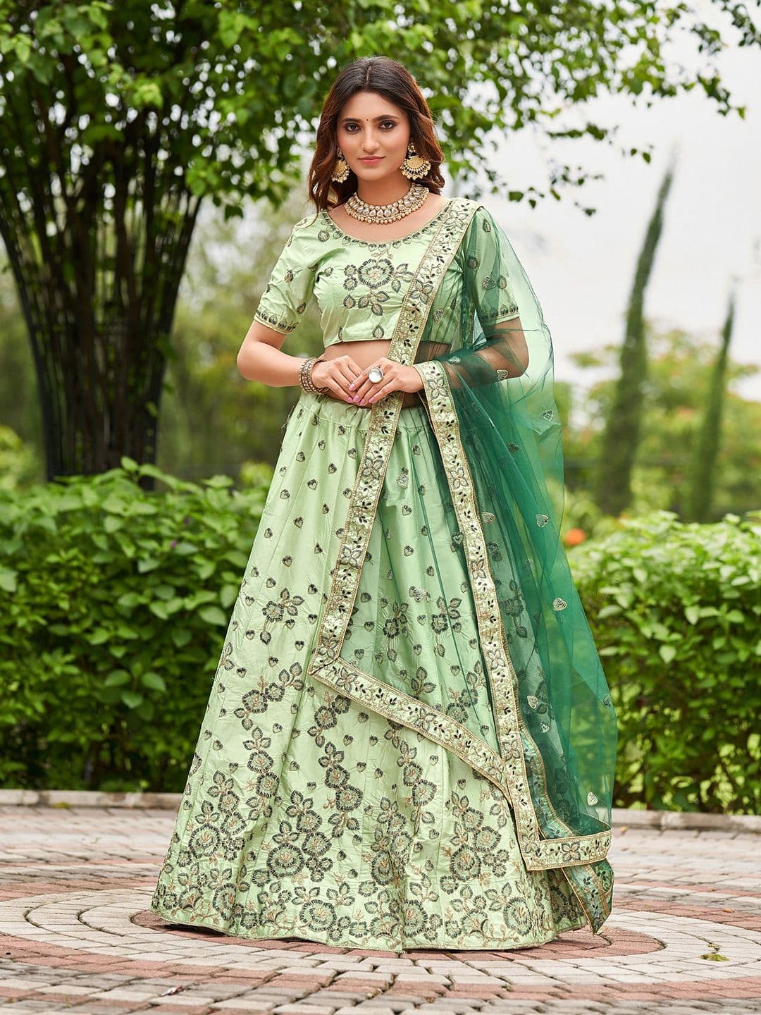 Warthy Ent Embroidered Semi-Stitched Lehenga & Unstitched Blouse With Dupatta - view 1