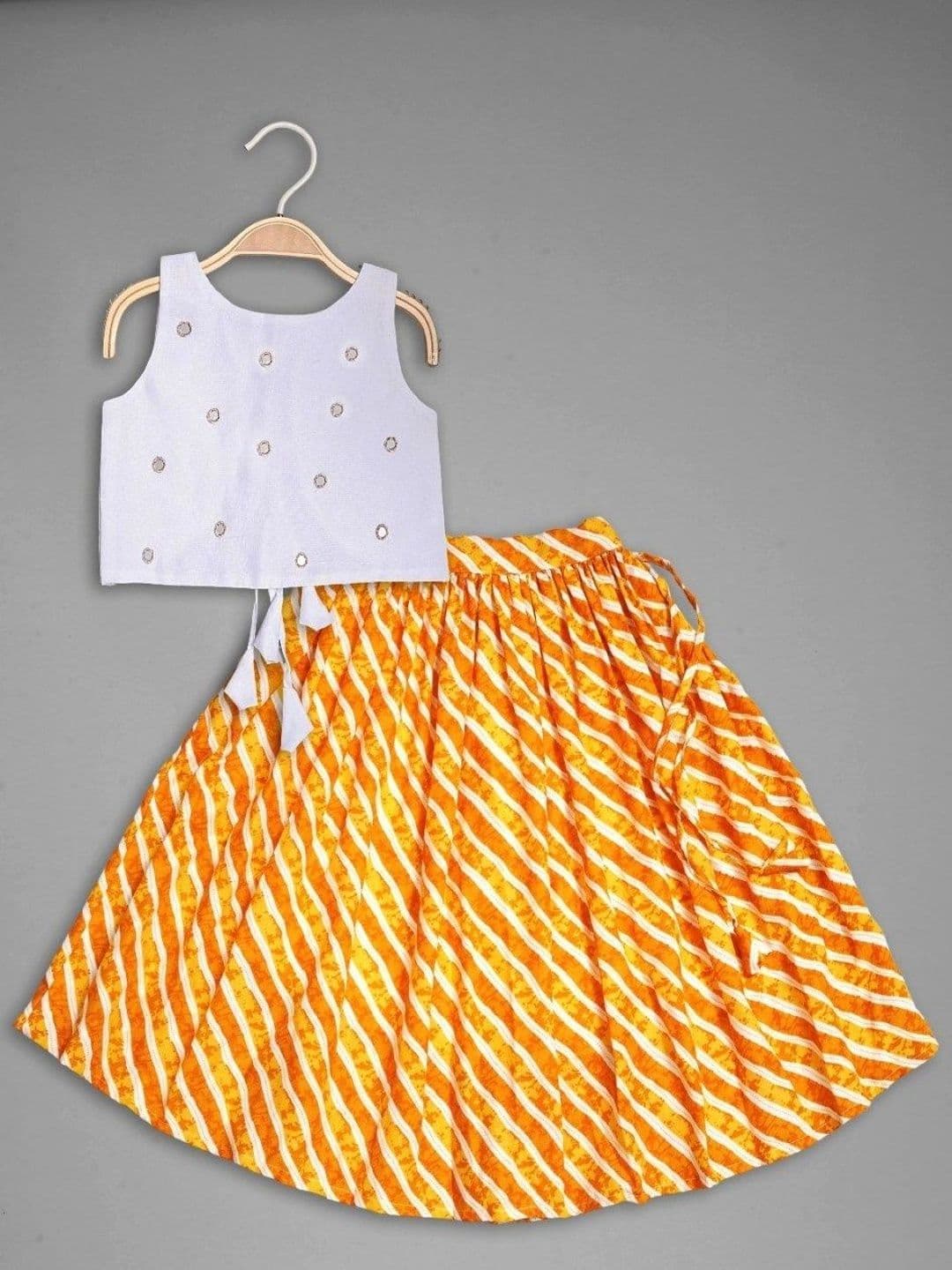 VidiRna Girls Embellished Mirror Work Ready to Wear Lehenga & - view 1