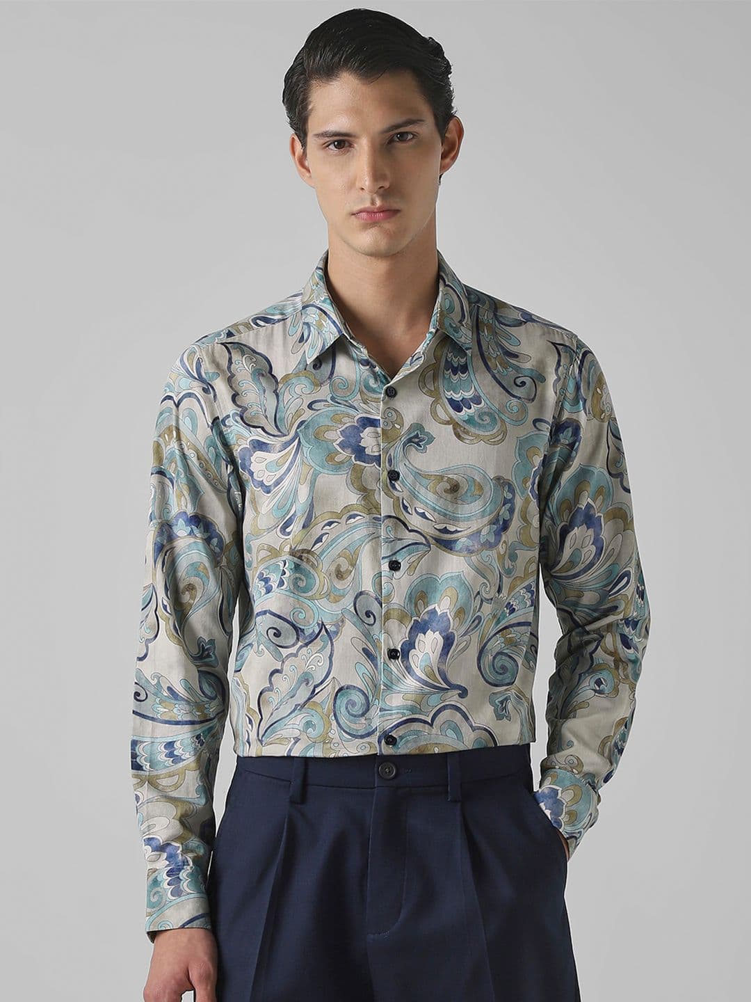 Mufti Men Slim Fit Spread Collar Ethnic Motifs Printed Cotton Casual Shirt - view 1