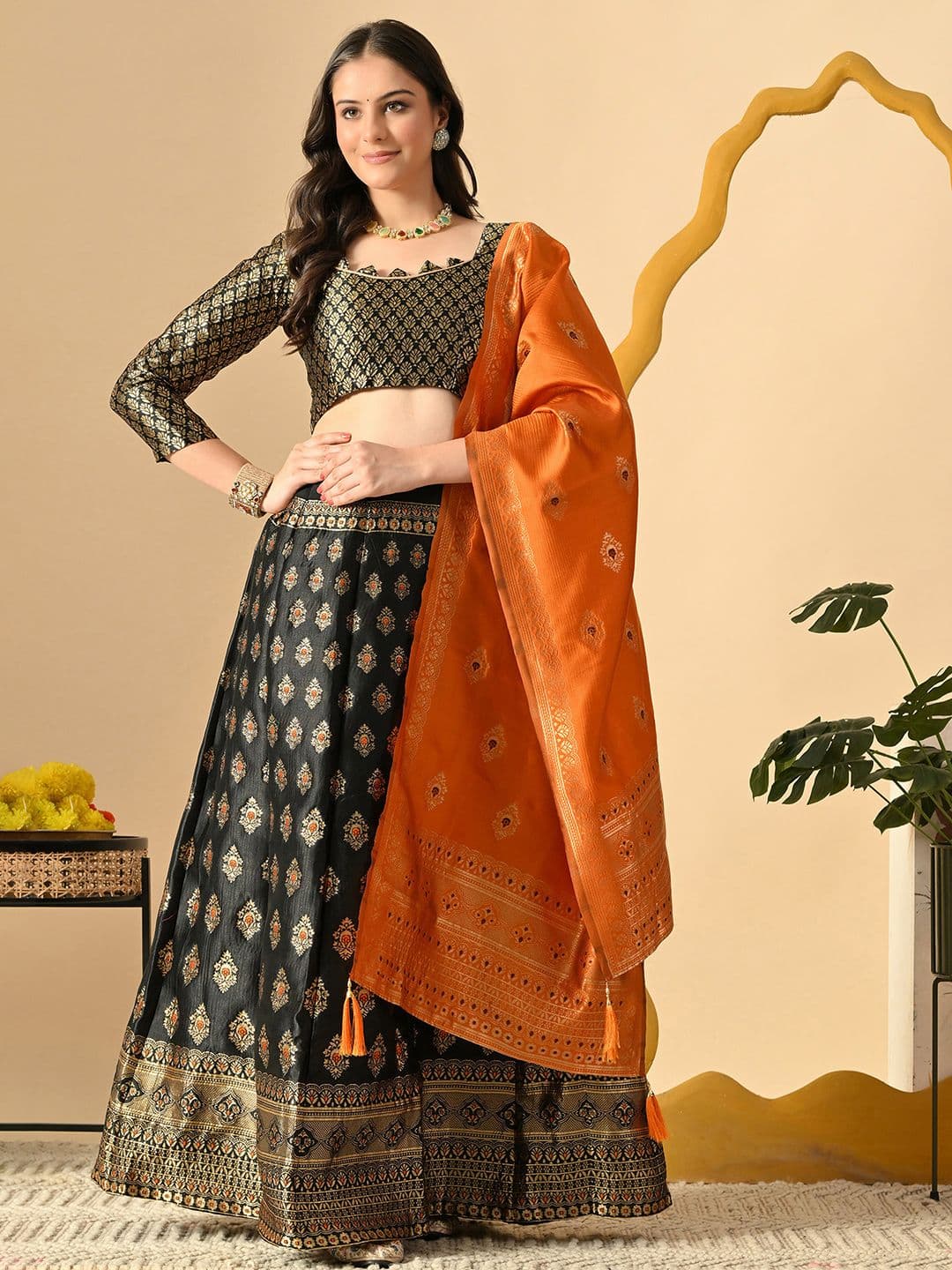 DISHWA FASHION Semi-Stitched Lehenga & Blouse With Dupatta - view 1