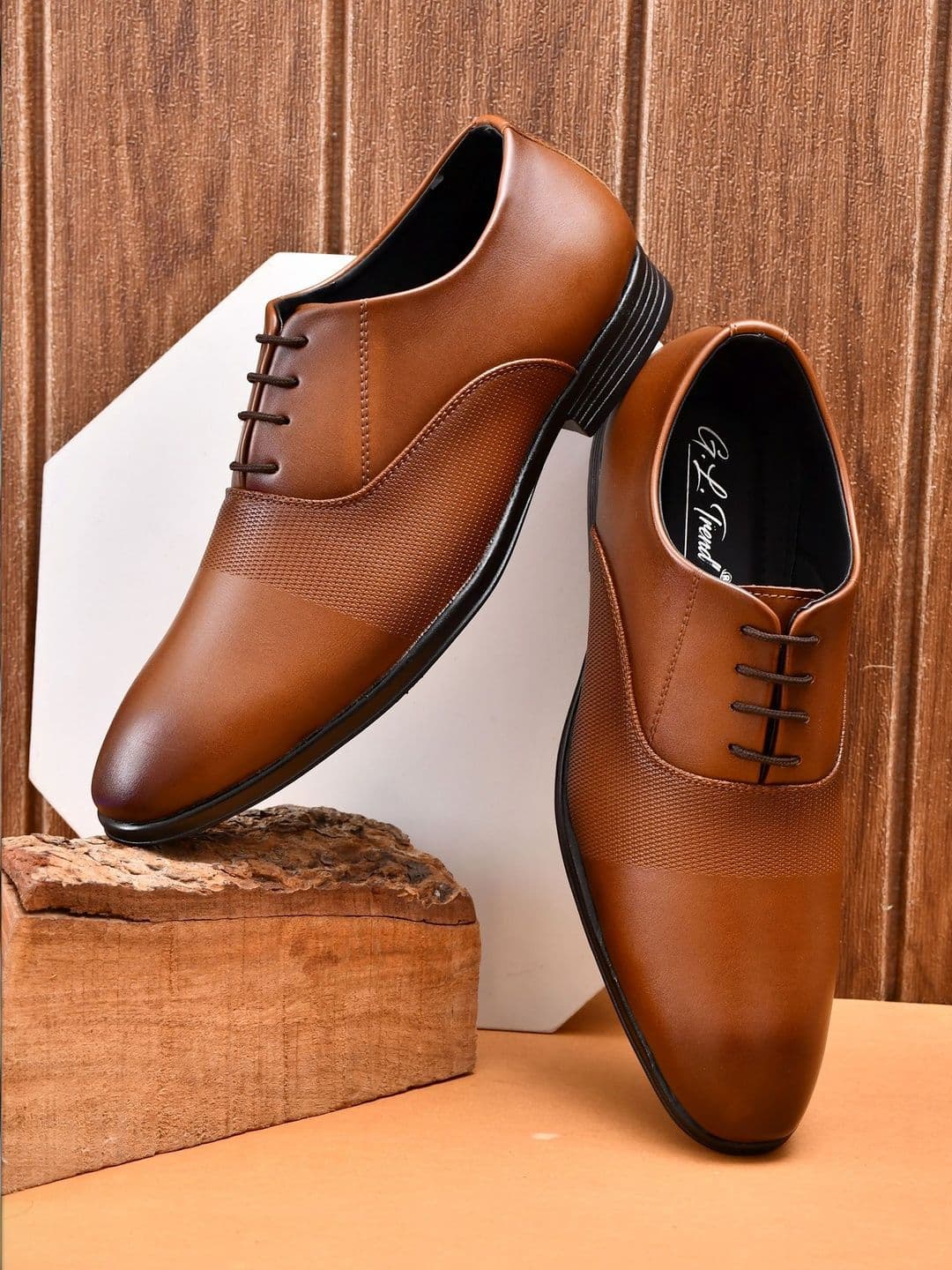 G L Trend Textured Leather Pointed Toe Lace-Ups Formal Oxfords - view 1