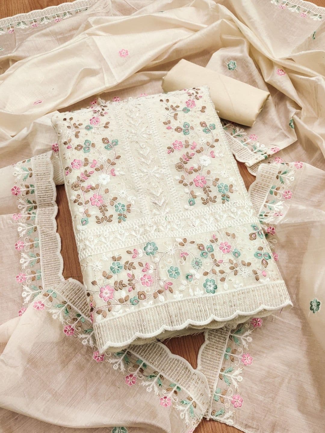 KALINI Embroidered Unstitched Dress Material - view 1