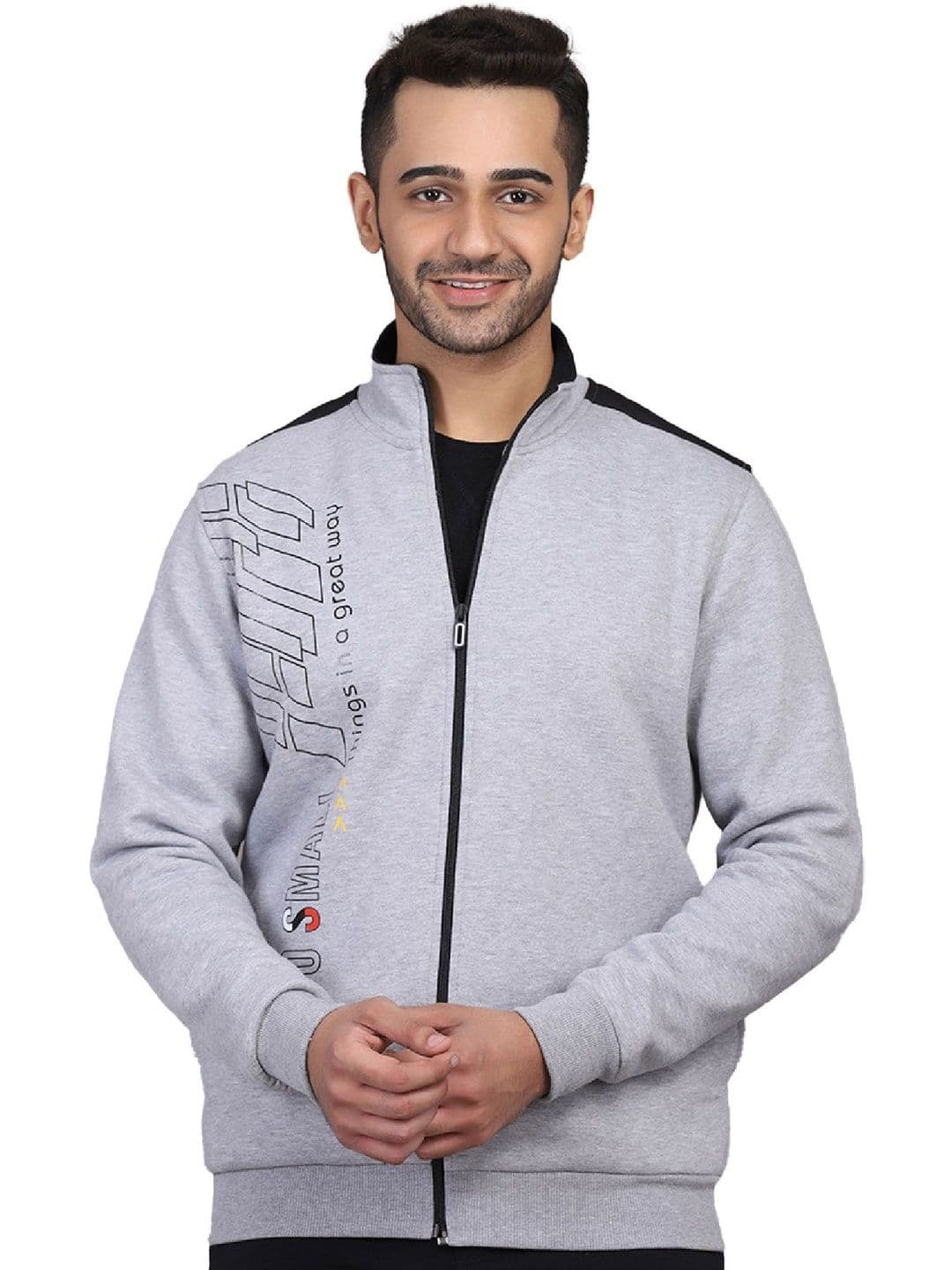 NEXGEN CLUB Men Typography Lightweight Running Knitted and Woven Jacket - view 1