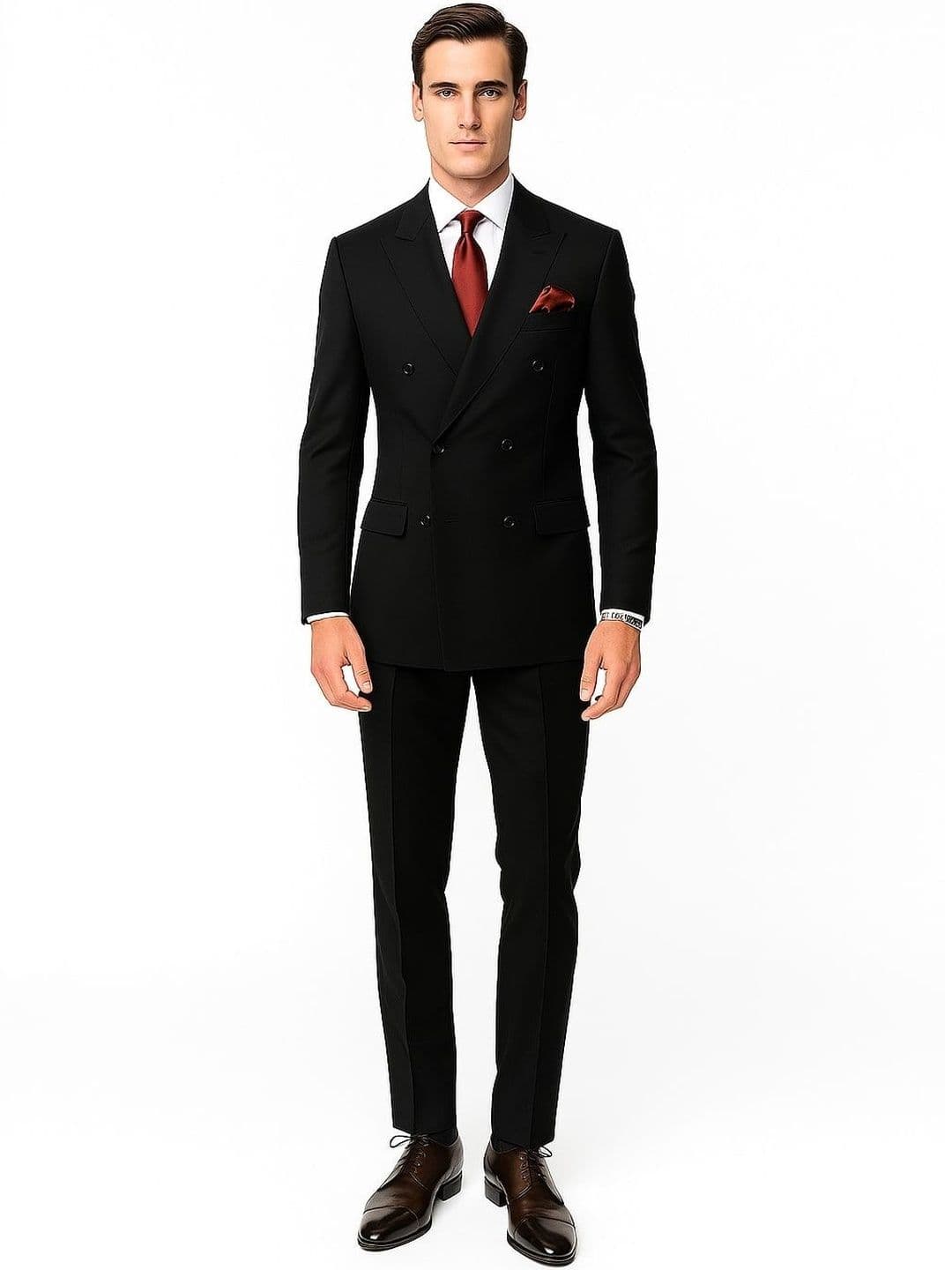 RISANI Lapel Collar Double Breasted 2 Piece Suit - view 1