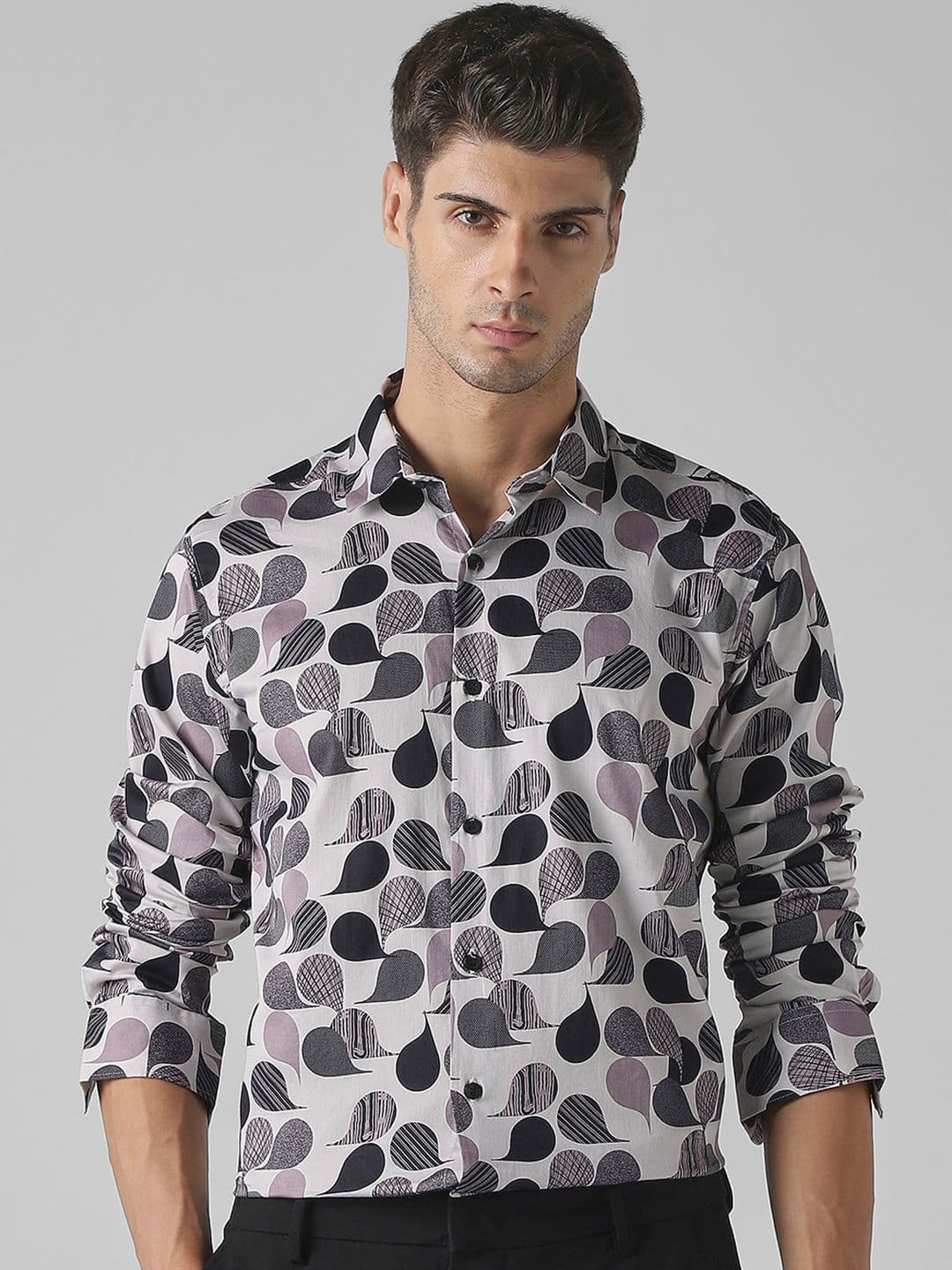 Mufti Men Spread Collar Abstract Printed Cotton Slim Fit Casual Shirt - view 1