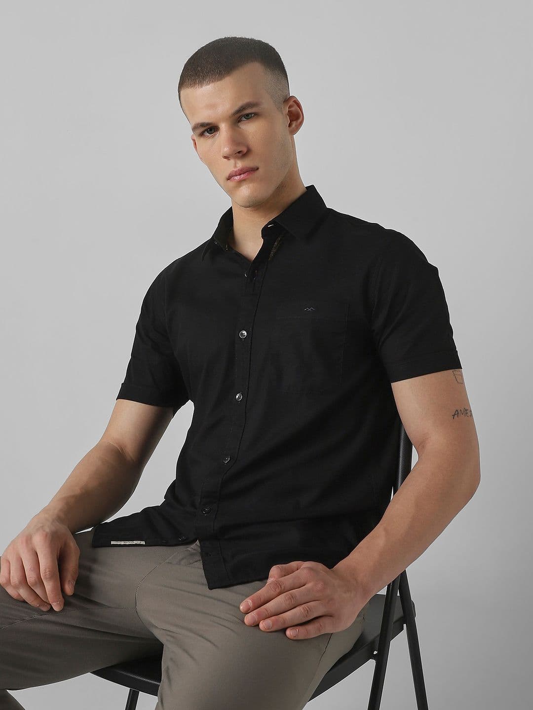 Mufti Men Slim Fit Solid Spread Collar Casual Shirt - view 1