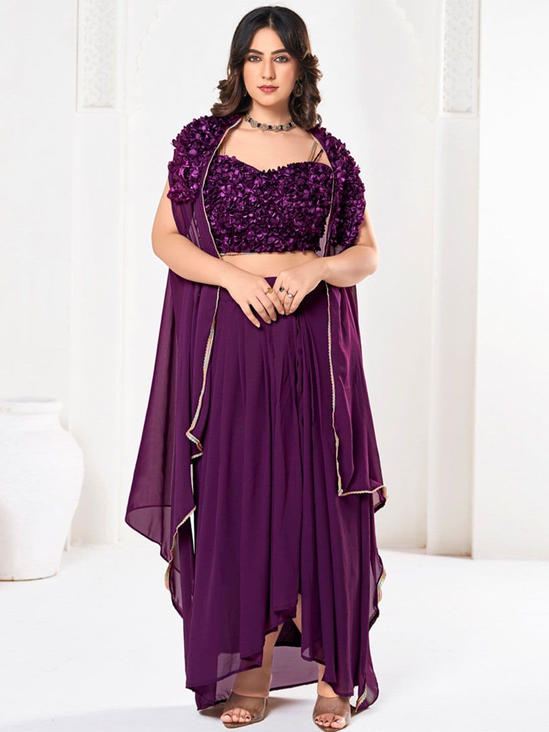 Warthy Ent Embellished Semi-Stitched Lehenga & Unstitched Blouse With Dupatta - view 1