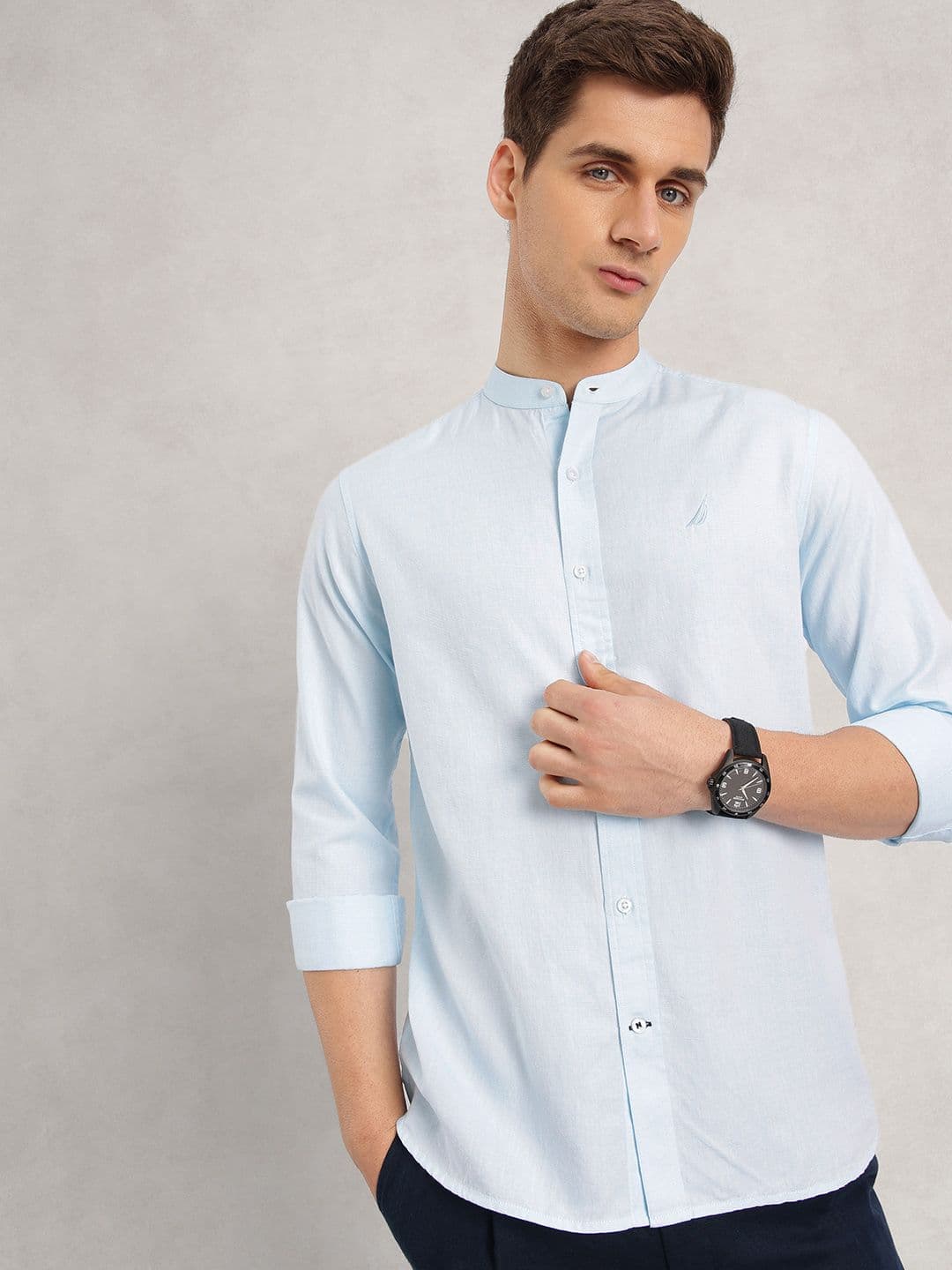 Nautica Slim Fit Micro Checked Pure Cotton Casual Shirt - view 1