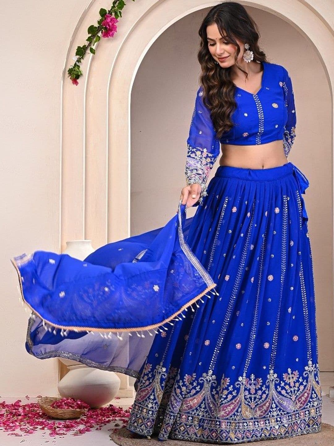 Futra Gabha Embroidered Sequinned Ready To Wear Lehenga & Blouse With Dupatta - view 1