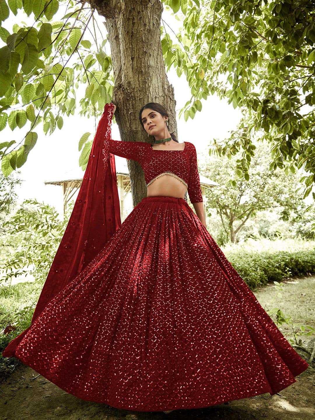 Warthy Ent Embellished Sequinned Semi-Stitched Lehenga & Unstitched Blouse With Dupatta - view 1