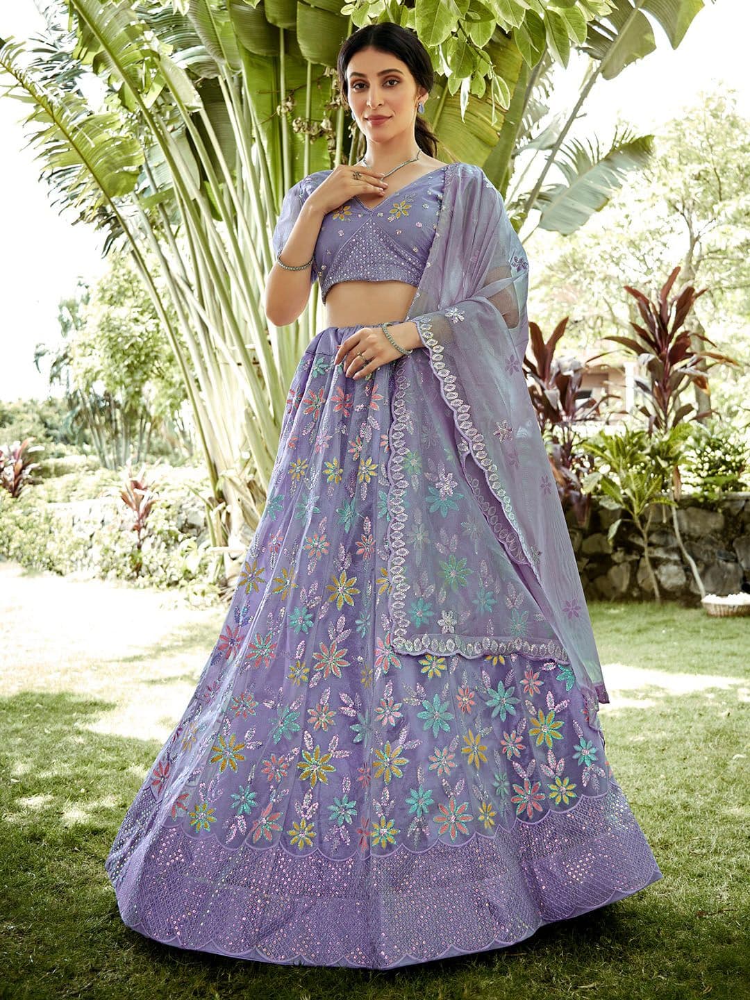 Warthy Ent Embellished Sequinned Ready to Wear Lehenga & Unstitched Blouse With Dupatta - view 1