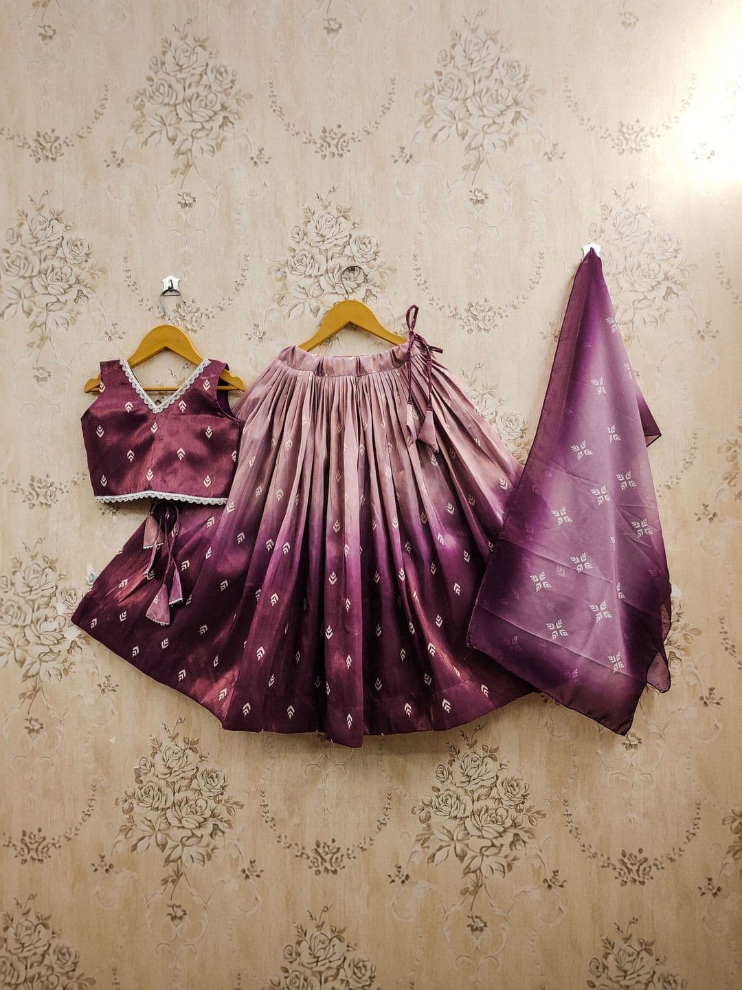 Helene Girls Stylish Ombre Printed Readymade Lehenga Choli with Dupatta Set - view 1