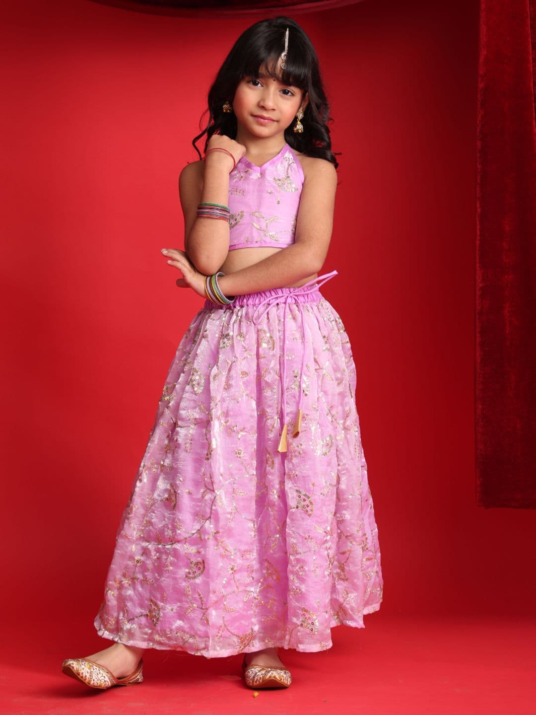 SAKA DESIGNS Girls Embroidered Ready to Wear Lehenga & - view 1