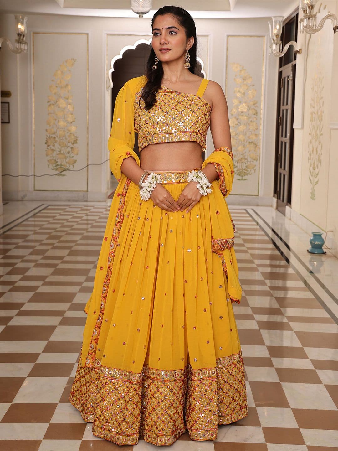 KALINI Embellished Sequinned Semi-Stitched Lehenga & Unstitched Blouse With Dupatta - view 1