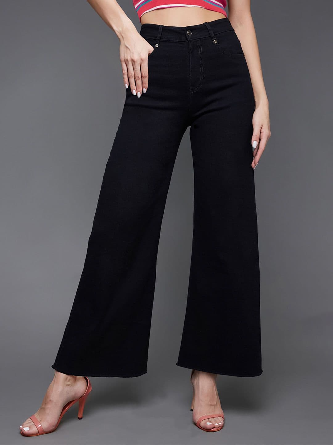 Miss Chase Women Wide Leg High-Rise Clean Look Stretchable Jeans - view 1