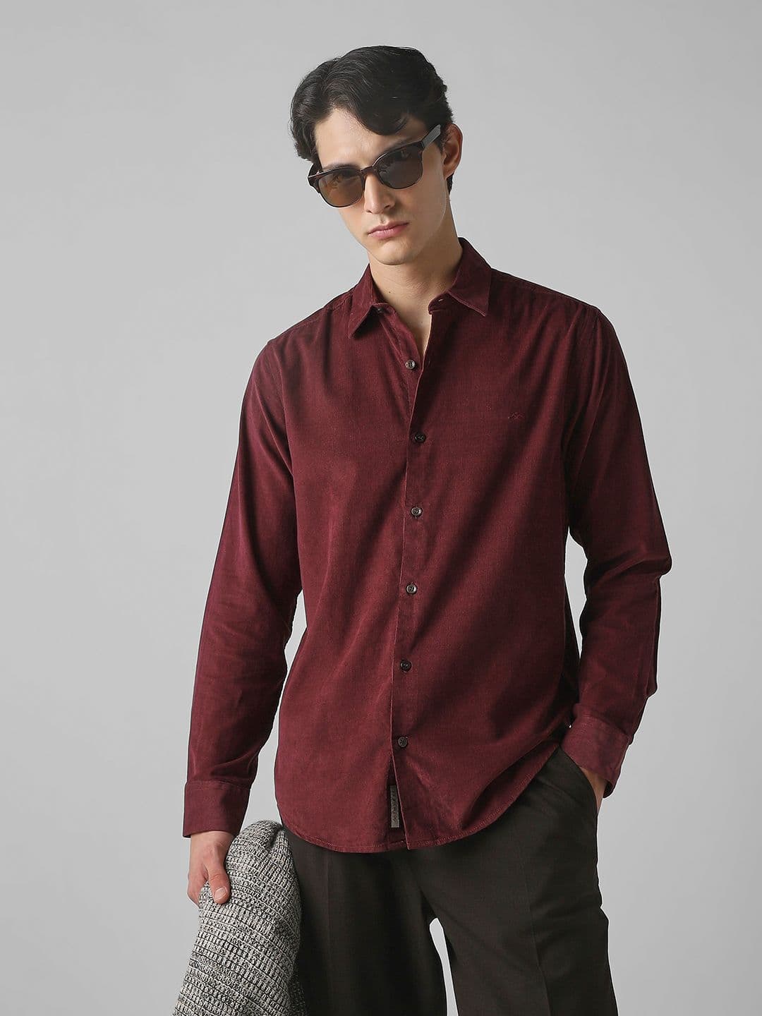 Mufti Men Spread Collar Textured Cotton Slim Fit Casual Shirt - view 1