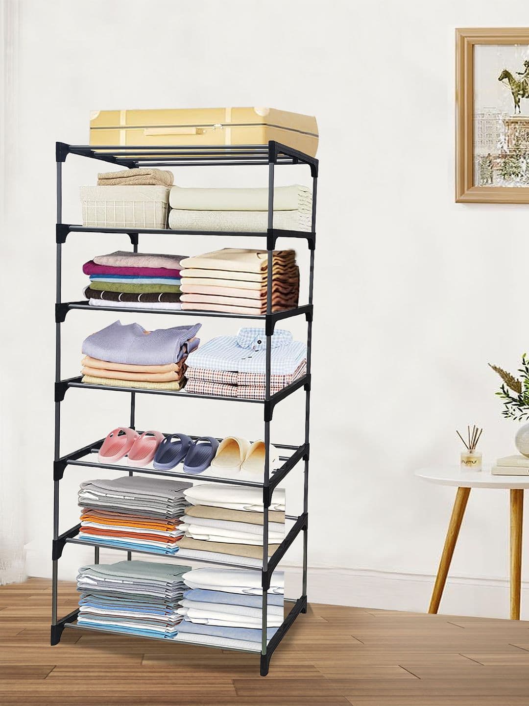 Rmerchants Black 7-Layer Metal Collapsible Wardrobe Rack - view 1